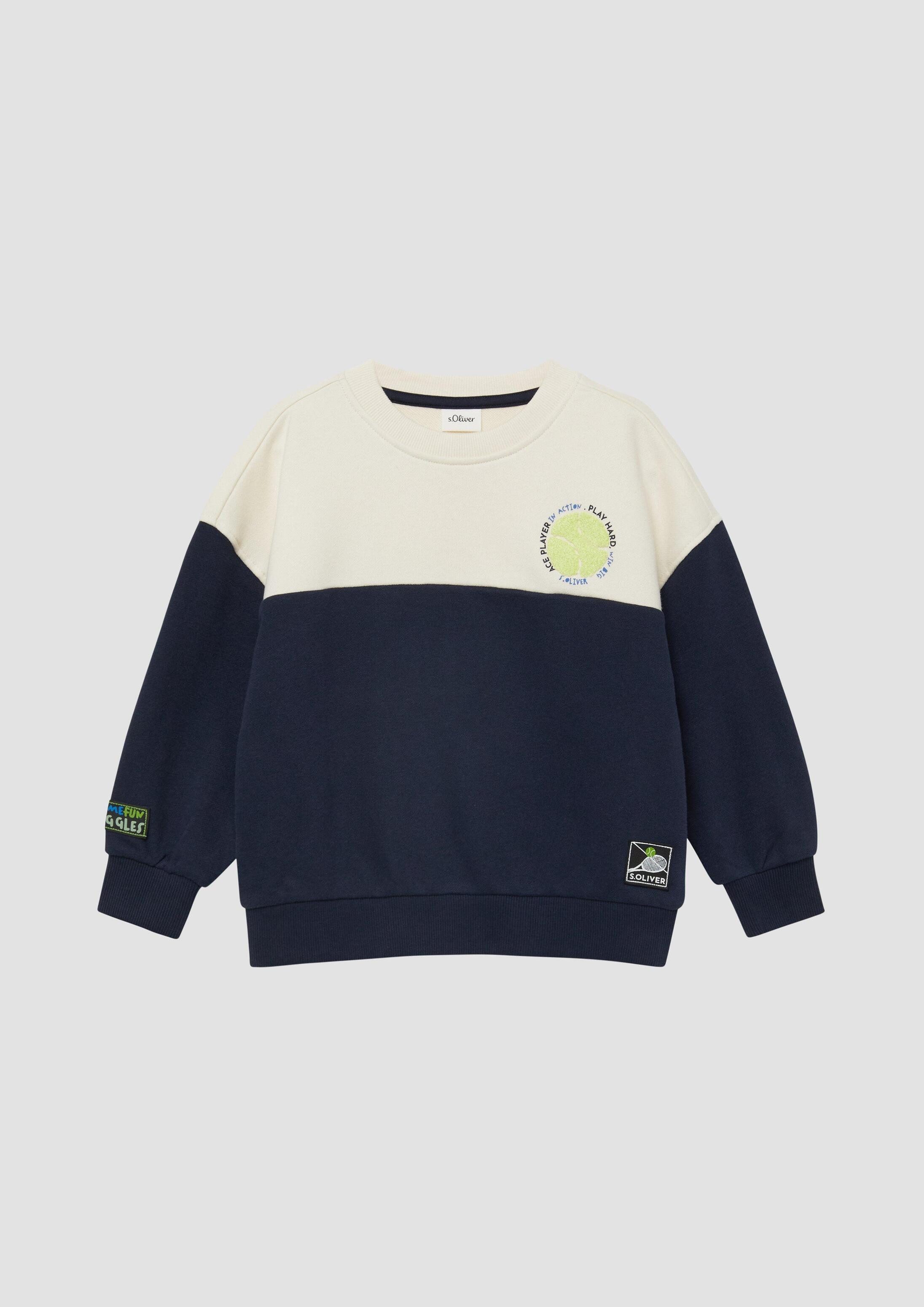 s.Oliver Sweatshirt Sweatshirt Oversize Sweatshirt mit Frottee-Stickerei und Applikationen