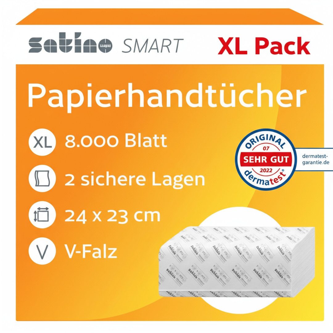 Satino Papierhandtuch 2-lagig - 4.000 Papierhandtücher - ZZ-Falz - 24 x 23 cm (8000-St)