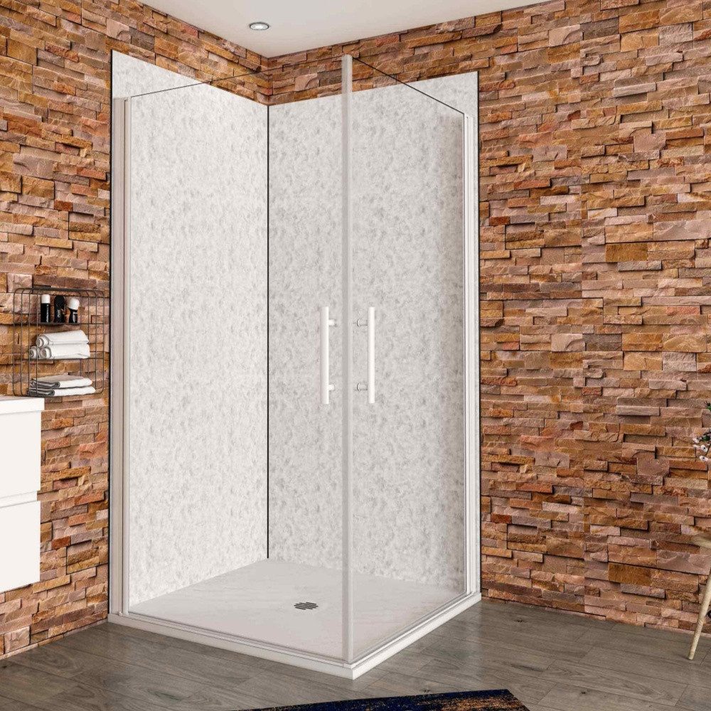 Duschparadies Eckdusche H:185cm Schwenktür Mit Duschtasse 5mm ESG Glastür Duschtür, BxT: 70x70 cm, Sicherheitsglas, ebenerdiger Einbau möglich