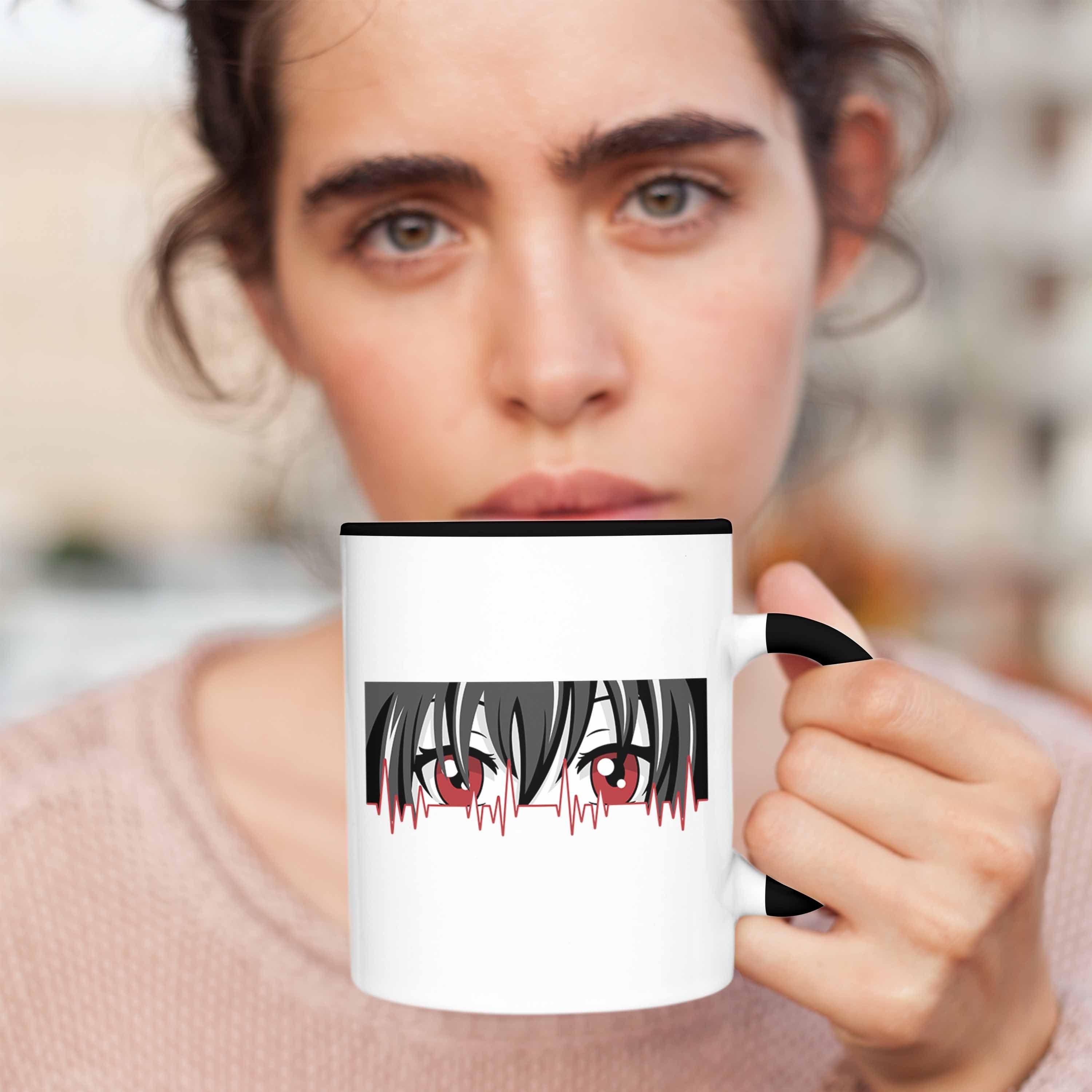 Herzschlag Anime Anime Schwarz Tasse Trendation Geschenkidee Fans Hobby Tasse für Geschenk
