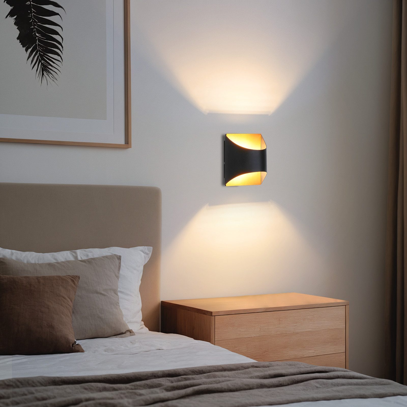 Nettlife Wandleuchte Wandleuchte Innen Schwarz Gold G9, LED wechselbar, Ker günstig online kaufen