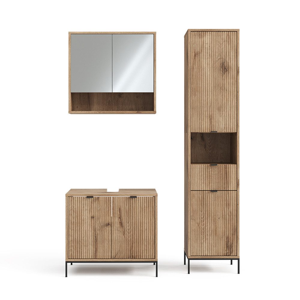 Vicco Badmöbel-Set Eliza, Viking Oak, 3-teilig, (3-St., 3er Set)