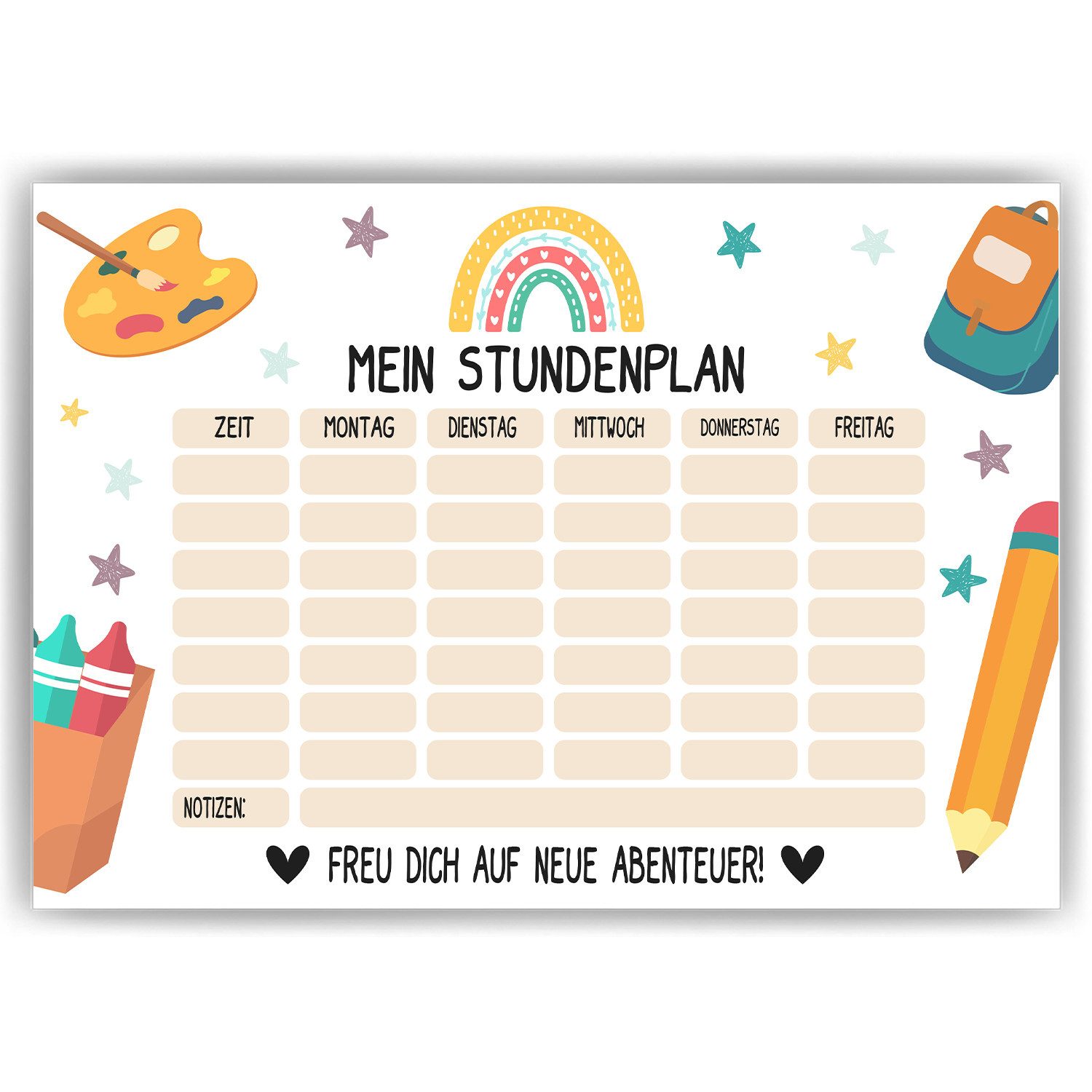 Tigerlino Poster Stundenplan Einschulung Schulanfang Schulkind Geschenkidee 1. Klasse