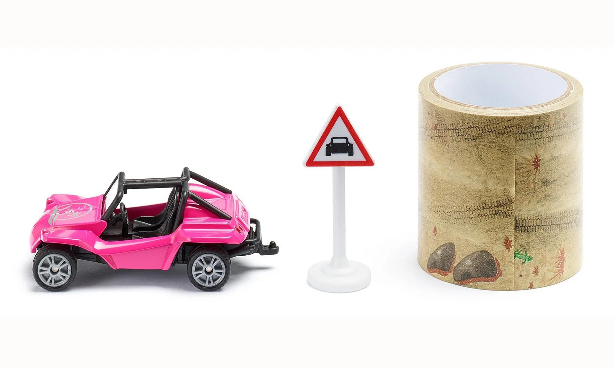 Siku Spielzeug-Auto Buggy mit 5m Klebe-Tape für Rennstrecken, Tape 5m Länge, Überrollbügel, gummierte Reifen