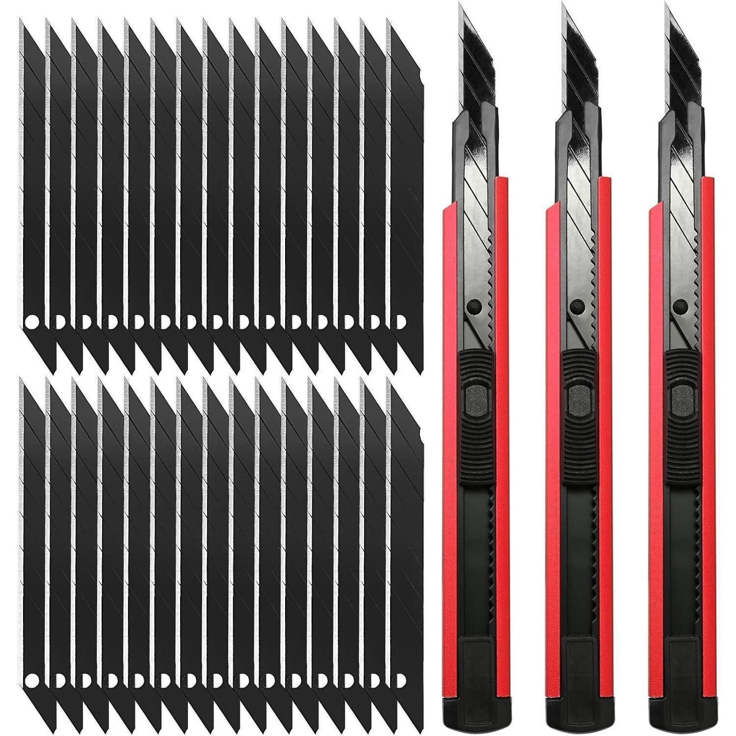 LuxusKollektion Cuttermesser Cuttermesser 9mm 3 Stück 30 Abbrechklingen Folien Tapete Rot