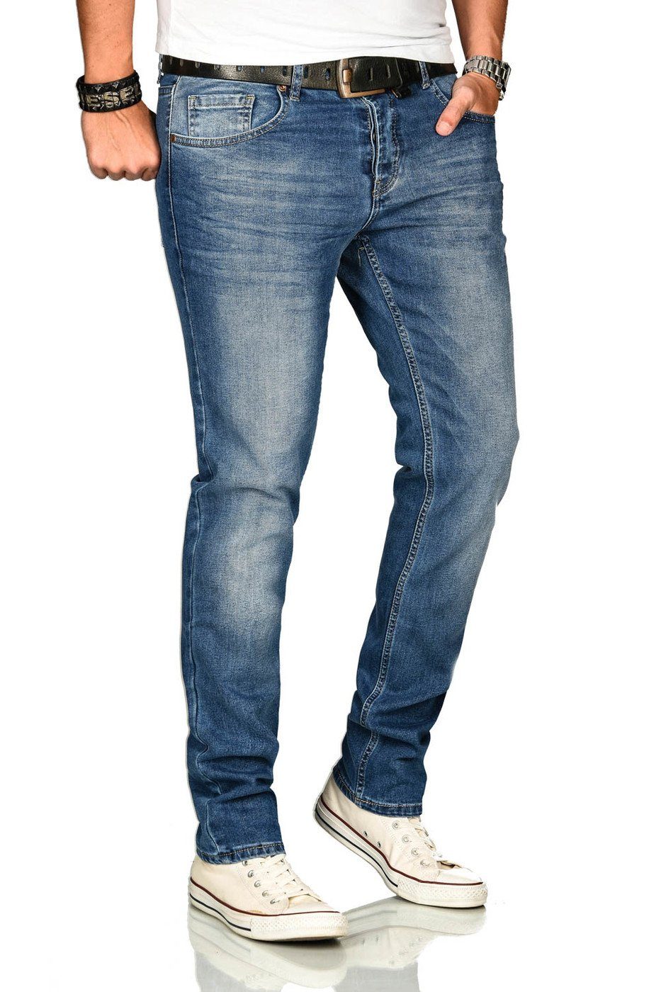 Straight-Jeans Alessandro ASAngelo mittelblau Salvarini