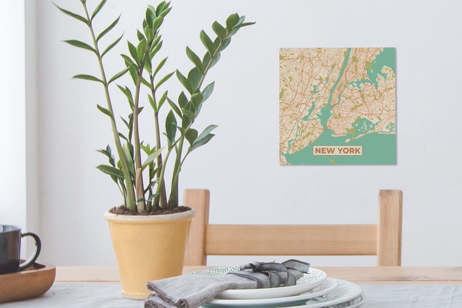 St), Stadtplan (1 Wohnzimmer - für - Schlafzimmer Bilder OneMillionCanvasses® Karte, New Leinwand - York Leinwandbild Vintage
