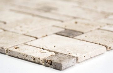 Mosani Travertin Wandfliese Travertinmosaik Mosaikfliesen Selbstklebend mix beige matt, Dekorative Wandverkleidung