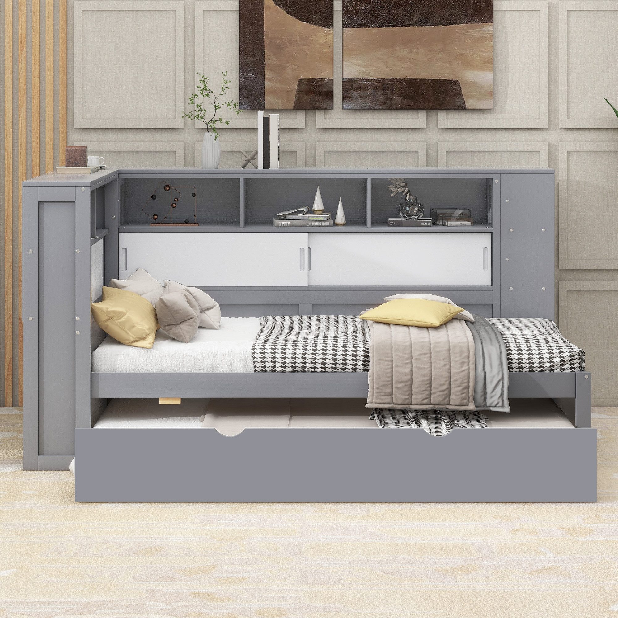 HAUSS SPOLE Stauraumbett 90x200cm mit Ausziehbett(90x190cm),Staufach und US günstig online kaufen