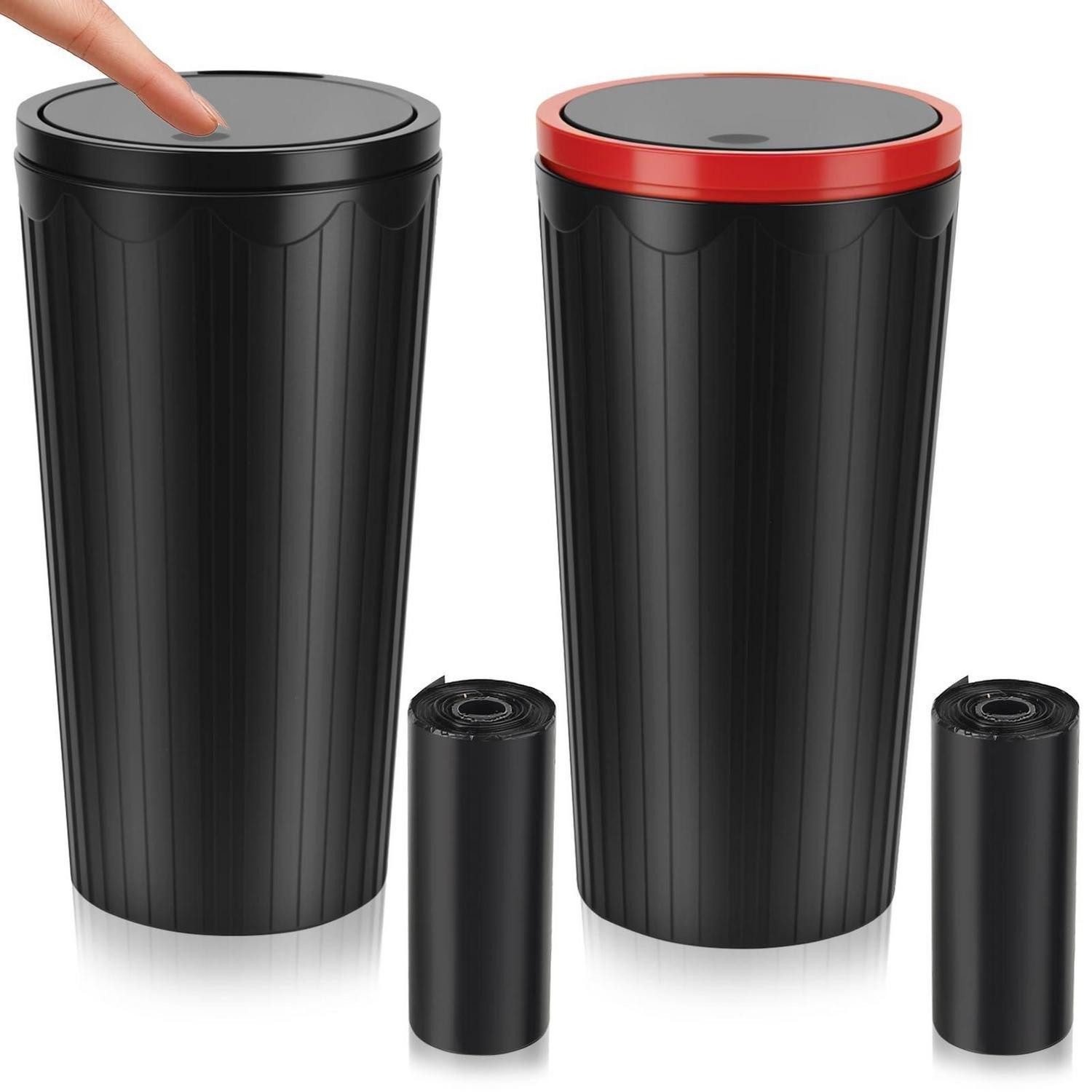 LuxusKollektion Mülleimer Auto Mülleimer 2er Set klein mit Deckel wasserdicht inkl Müllbeutel