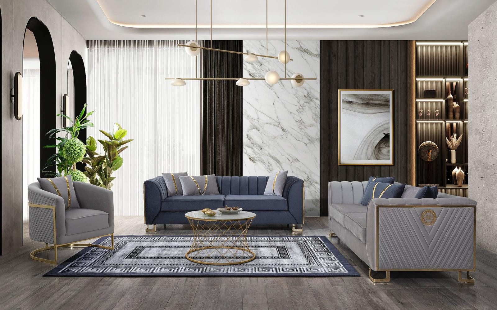 Nobelaa Sofa Sitzgruppe/Sofa Set - Wohnzimmergarnitur "Ismene" 3+3+1+1