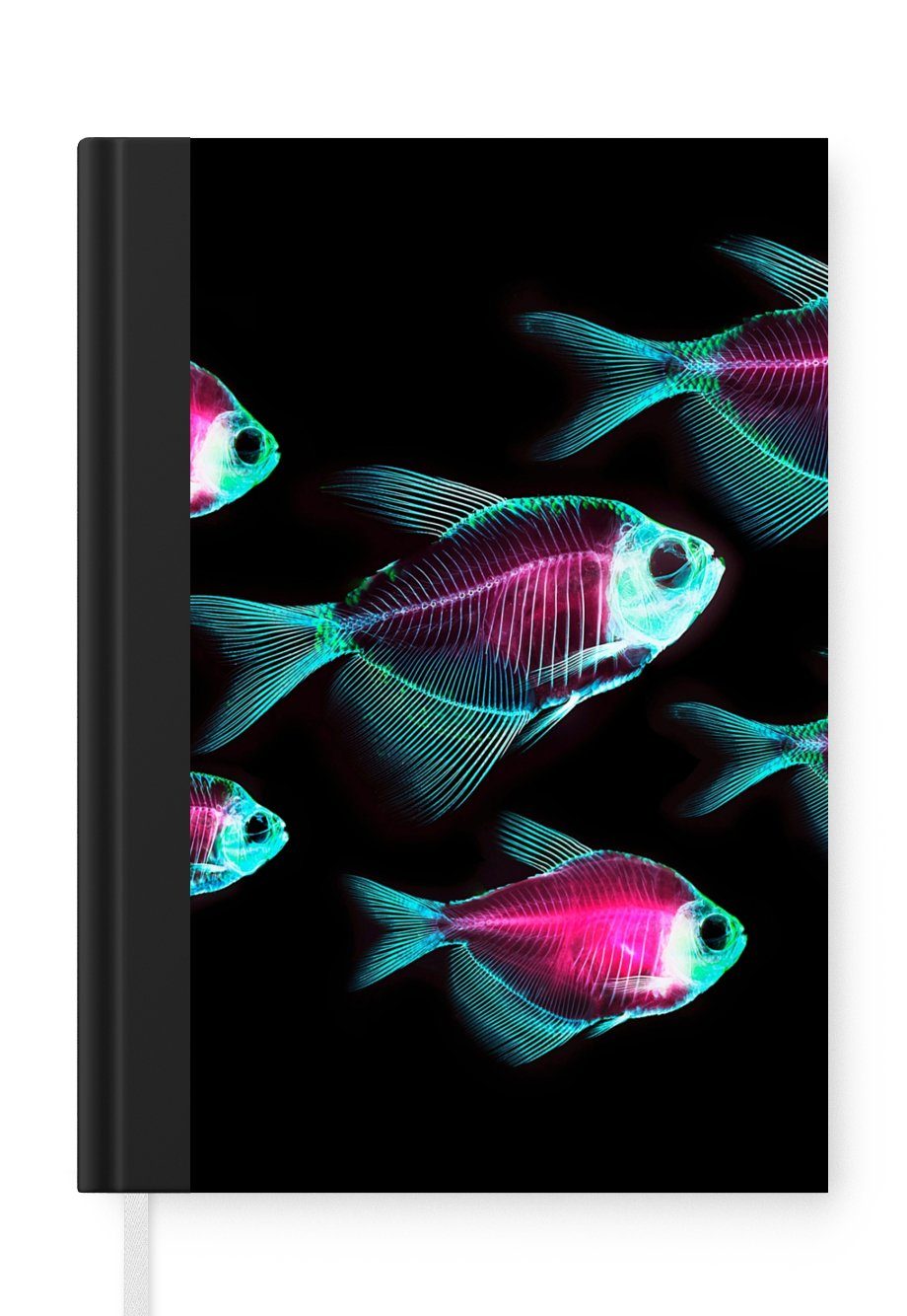 MuchoWow Notizbuch Fisch - Lila - Blau, Notebook, Notizblock a5, Tagebuch, Journal Liniert