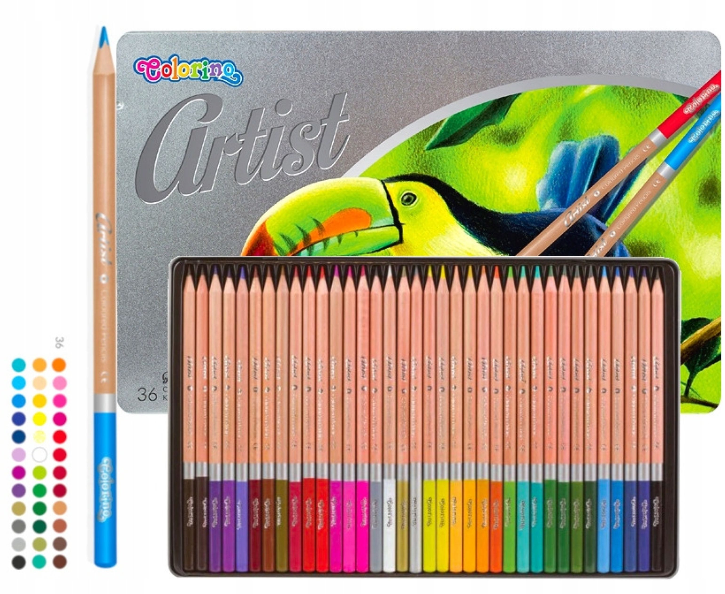 Colorino Dekorierstift Colorino Artist Buntstifte 36 Farben – Metallbox – Hohe Qualität (36-tlg)