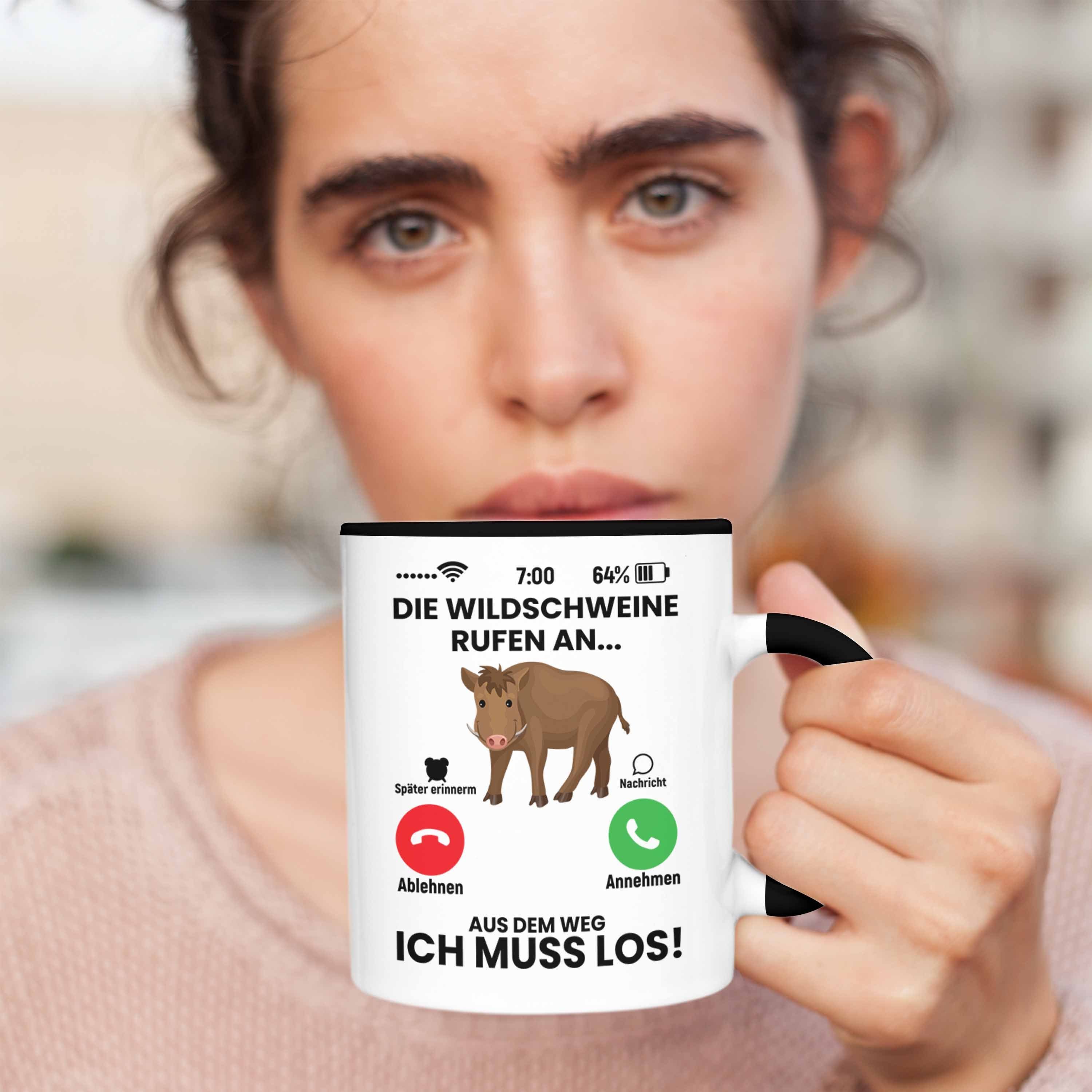 Geschenk - Trendation Jagen Schwarz Die Rufen An Jäger Geschenkidee Spruch Wildschweine Tasse als für Lustiger Trendation zum Tasse