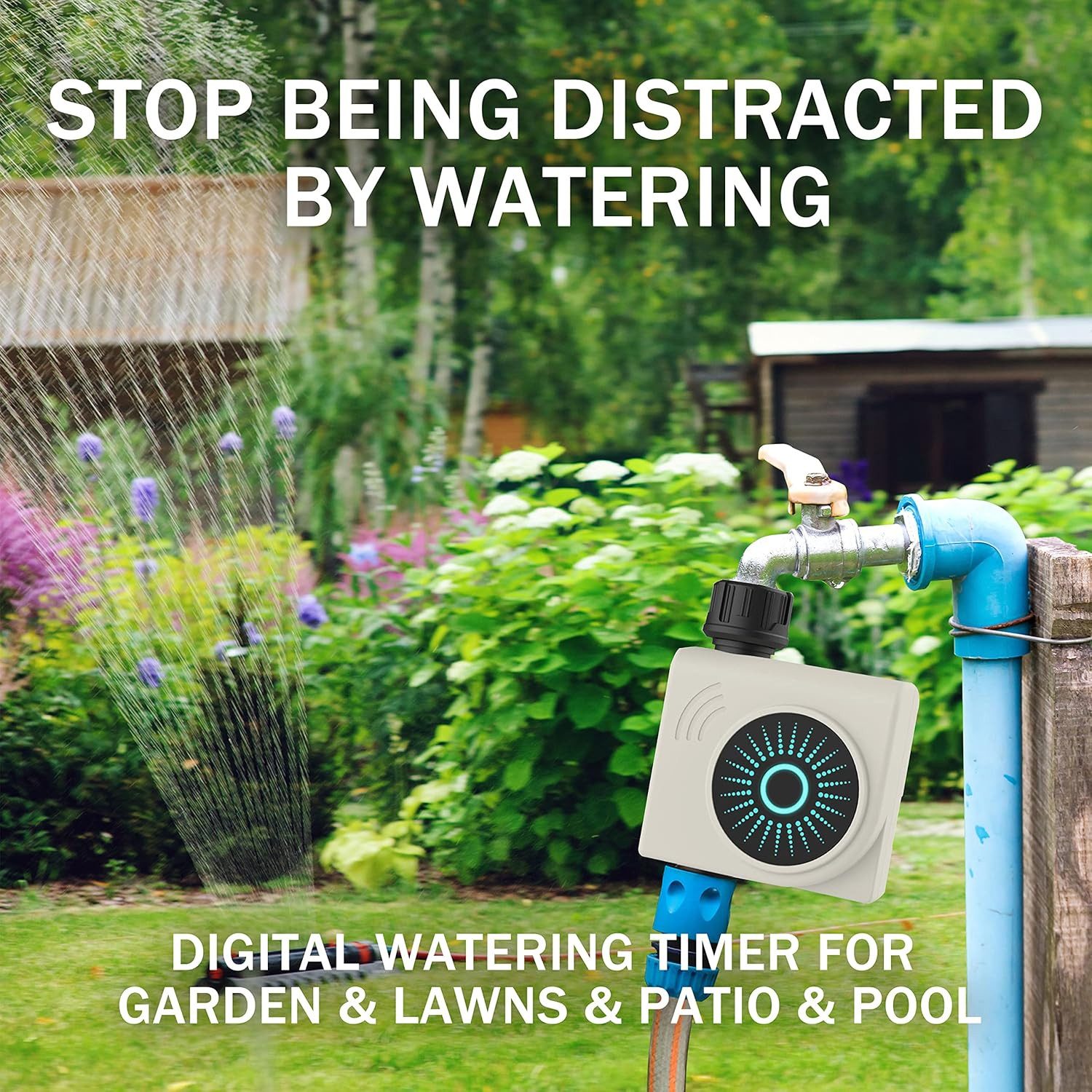 Kazeila Bewässerungscomputer Bewässerungssystem mit Wlan Wasserzeitschaltuhr, (Smart Bewässerungssteuerung, WiFi gesteuerter Garten Timer, 8 Programme, 5-tlg., Intelligente Gartenbewässerung mit WiFi: Programmierbare Steuerung), WiFi-gesteuerter Gartenbewässerungs-Timer effiziente Bewässerung