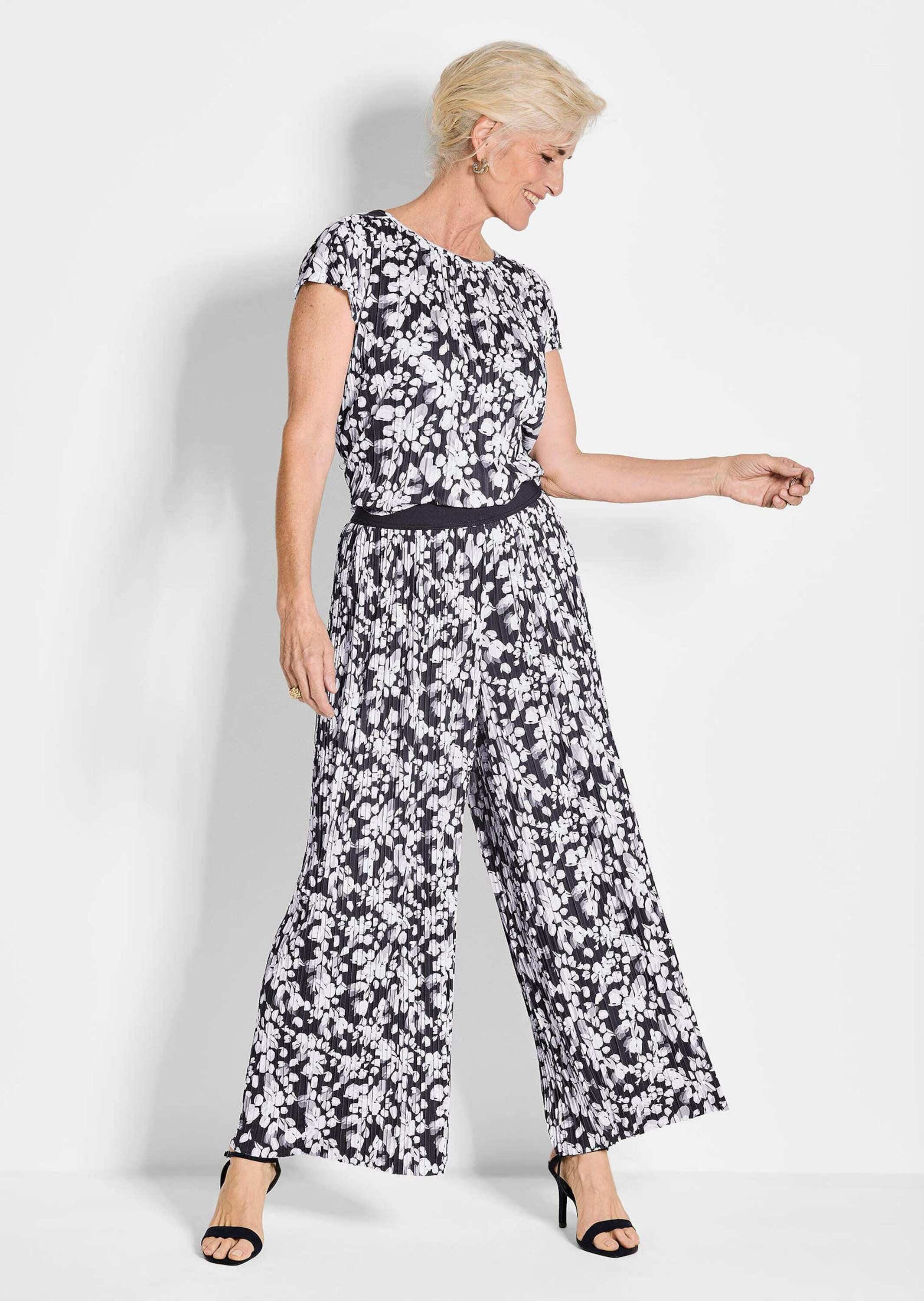 GOLDNER Schlupfhose Florale, elegante VERA Hose Weite, lange Hose mit Allover-Print, Rundum-Dehnbund