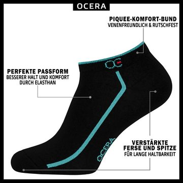 OCERA Sneakersocken Schwarze Sneaker Unisex mit stylischen Streifen und bunten Neon Farben