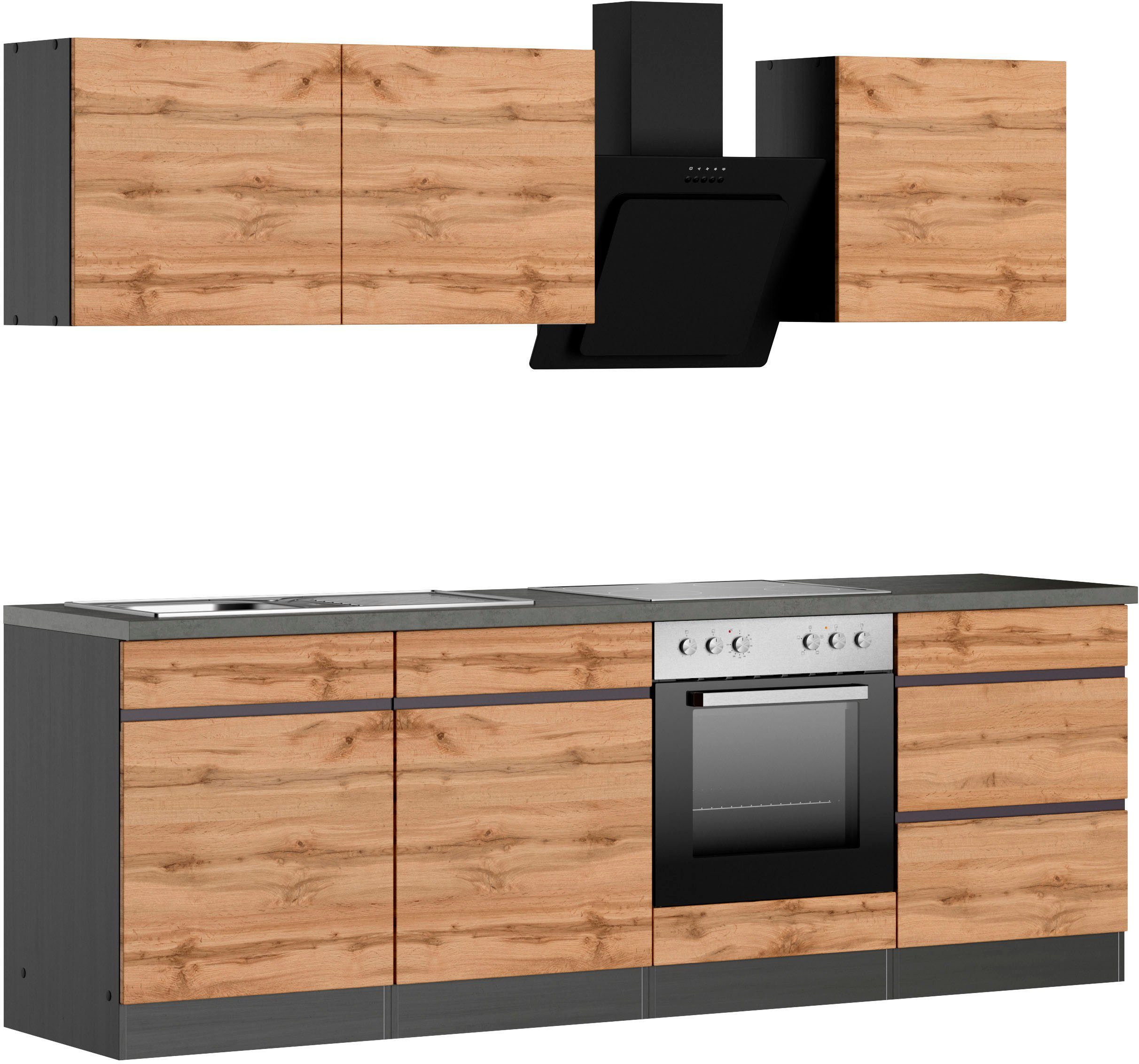 KOCHSTATION Küchenzeile KS-Riesa, Stellbreite 240 cm, wahlweise mit oder ohne E-Geräte