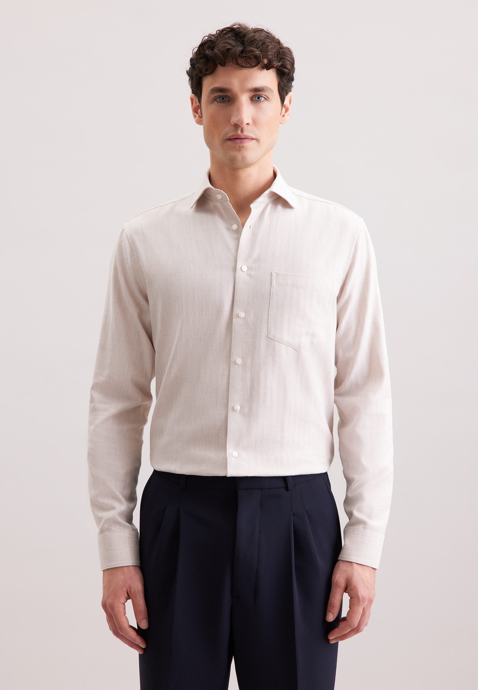 seidensticker Flanellhemd Schwarze Rose Regular 1/1 Kentkragen Fischgrat günstig online kaufen