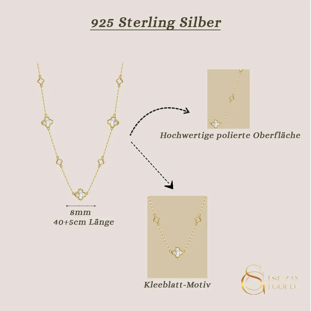 Suzan Gold Kette mit Anhänger Suzan Gold® 925 Silber Halskette Damen vergoldet mit