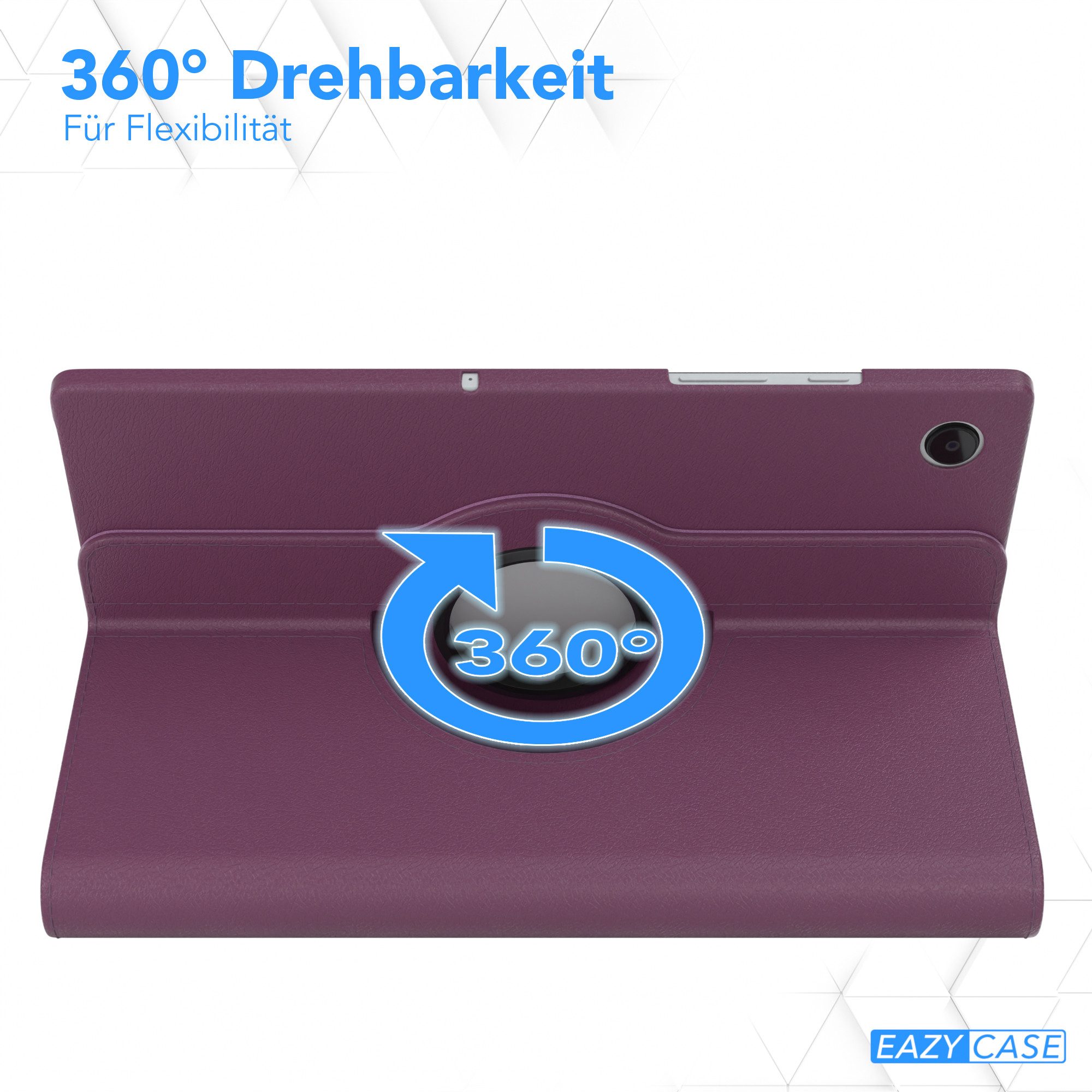 EAZY CASE Tablet-Hülle Rotation Case für Samsung Galaxy Tab A8 10.5 LTE 10,5 Zoll, Tablet-Hülle Bookstyle Case Fullcover Schutz Tasche Stehfunktion Lila – Bild 3 von 5