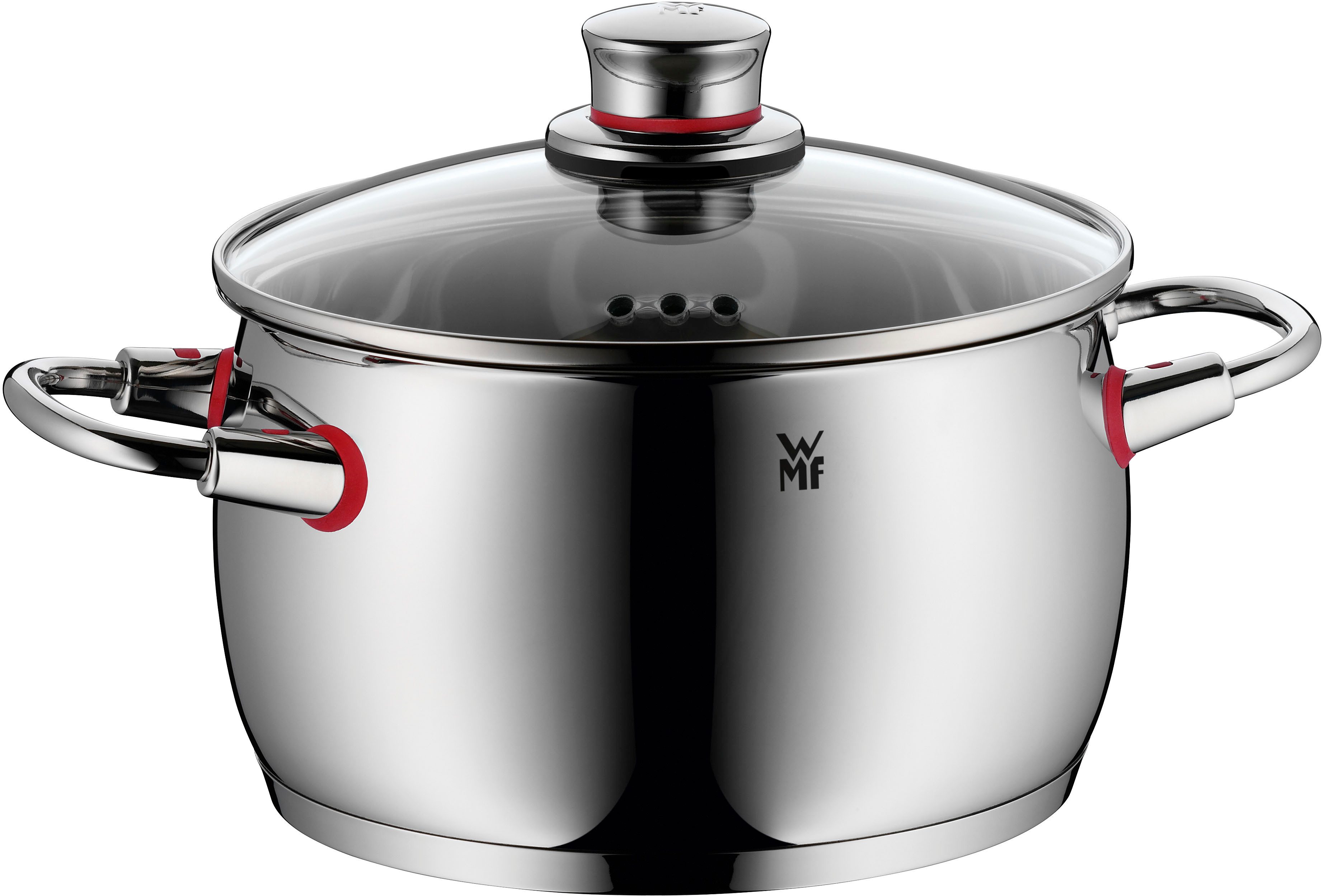 WMF Fleischtopf Quality One, Cromargan® Edelstahl Rostfrei 18/10 (2-tlg), Cool+ Technologie für wärmereduzierte Griffe, breiter Schüttrand