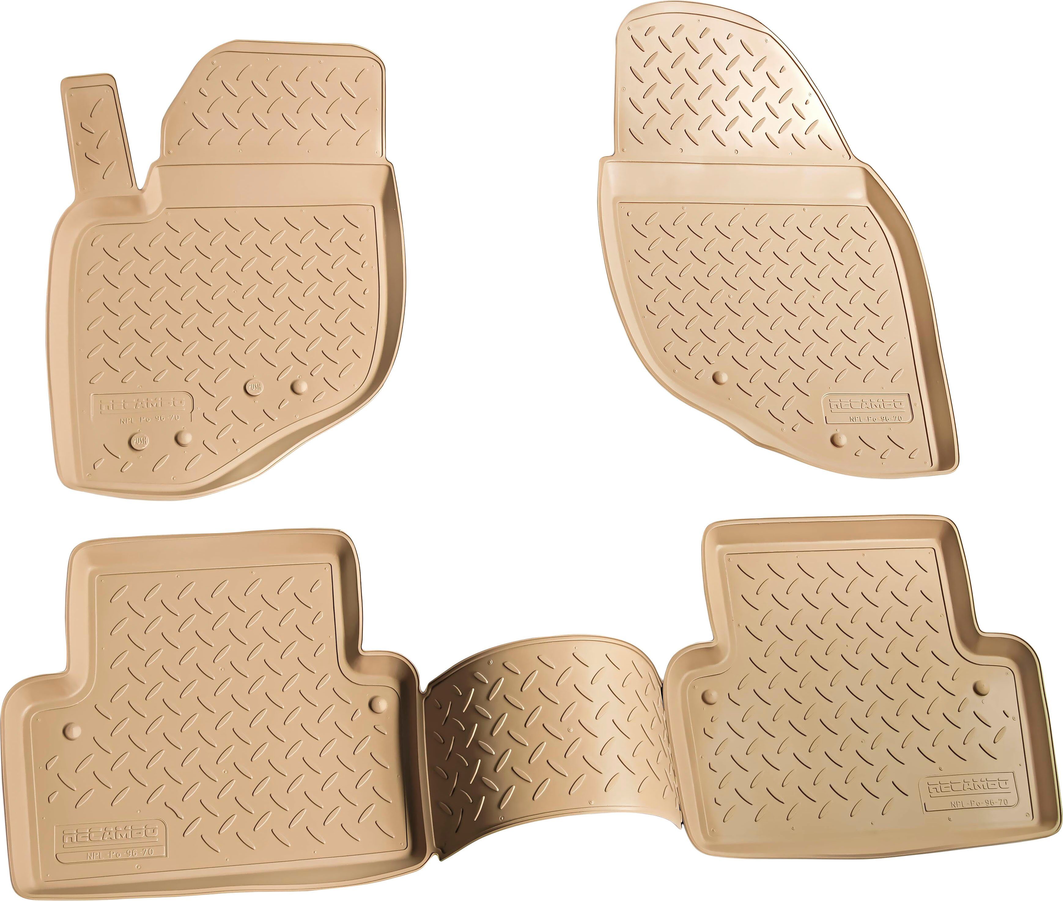 Recambo 3D Gummi Fußmatten kompatibel für FIAT Grande Punto | 199 |  2005-2018 | Auto Gummimatten | Passgenau | mit Rand | beige