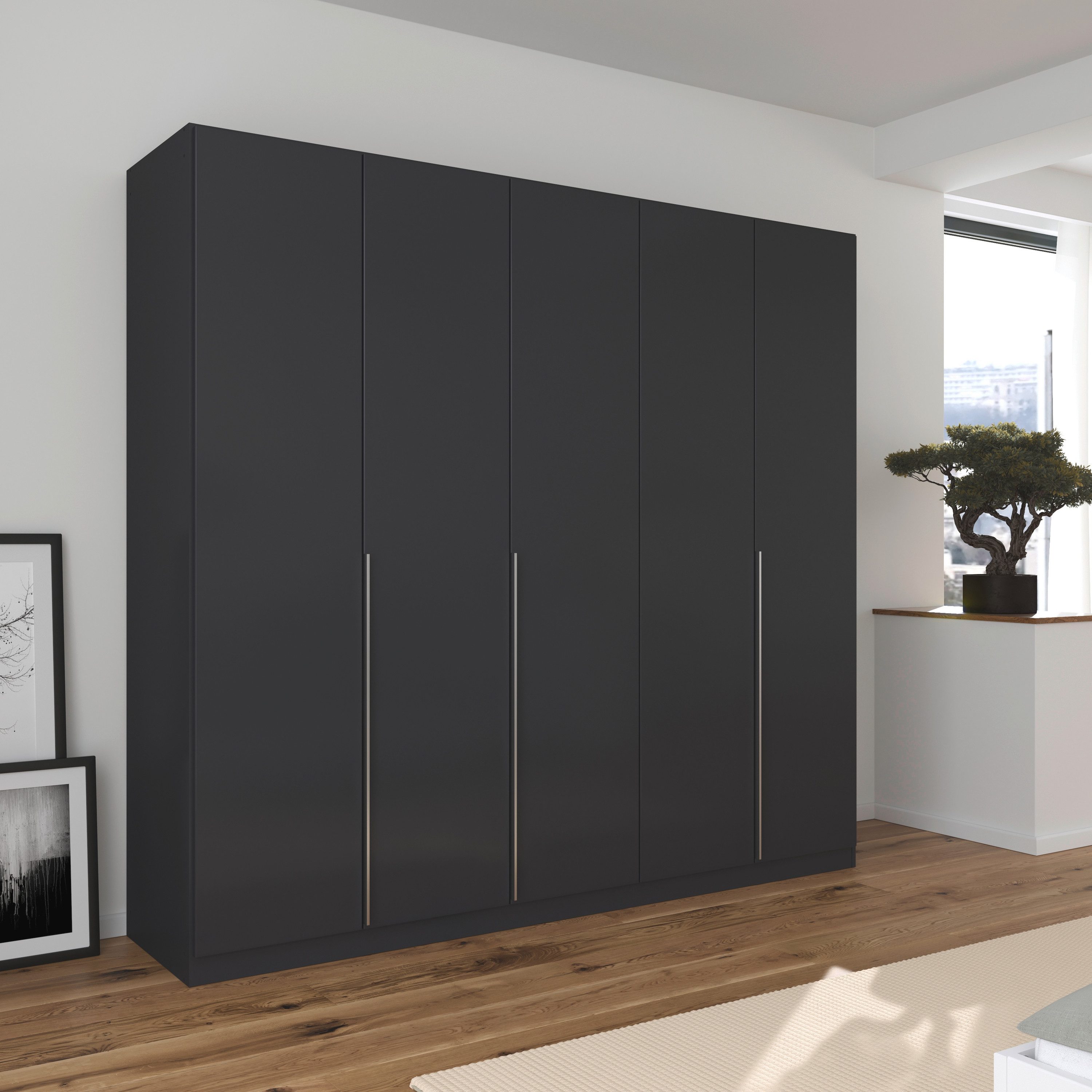 OTTO home Drehtürenschrank Kleiderschrank Schrank Garderobe AGORDO Schlafzimmer (in zwei Griff-Farben, Breiten 91-405 cm, Dekor- oder Hochglanzfront) durchdachte Innenausstattung, in 8 Breiten und 2 Höhen MADE IN GERMANY