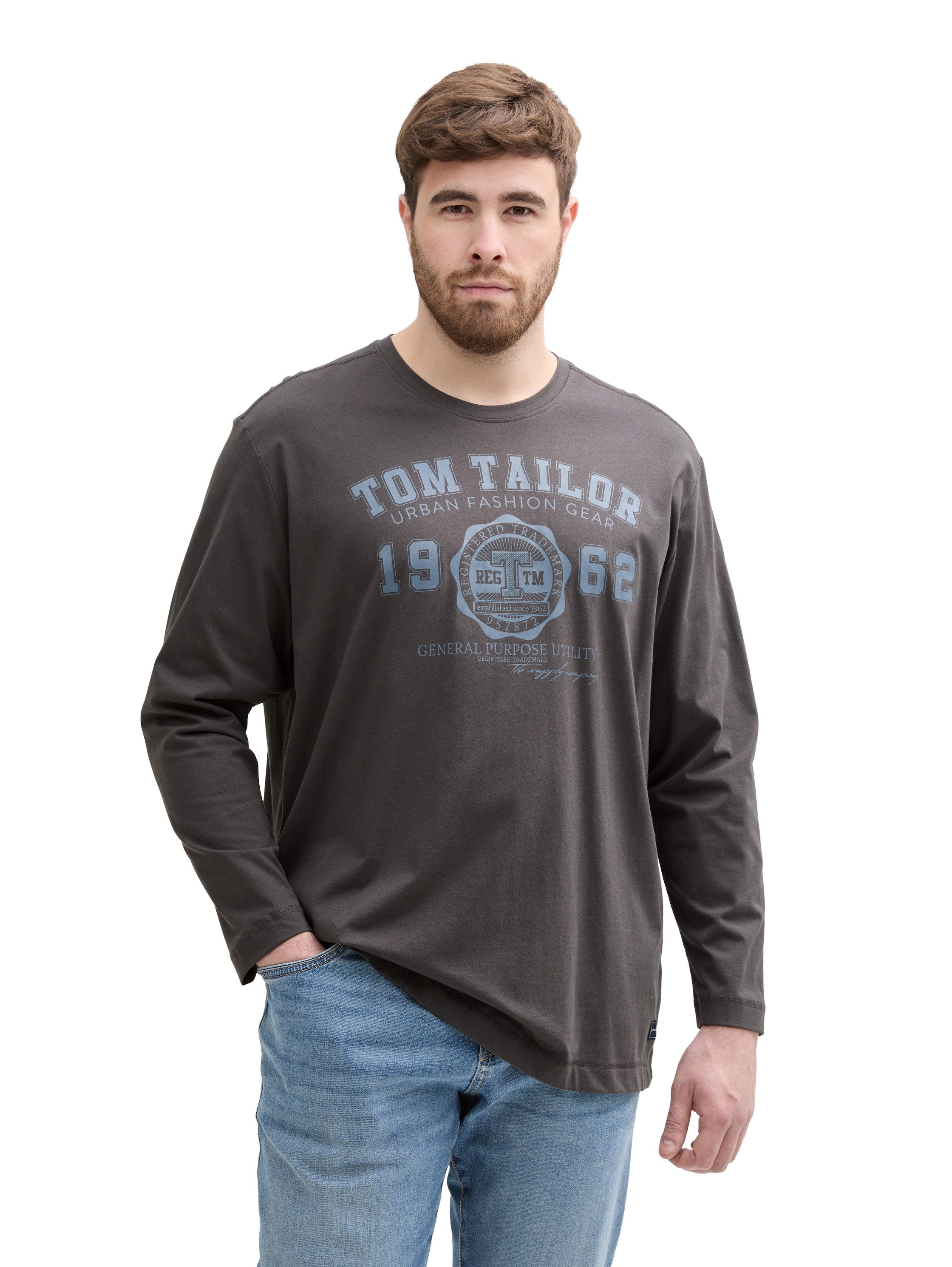 TOM TAILOR PLUS Langarmshirt mit Logo-Stickerei