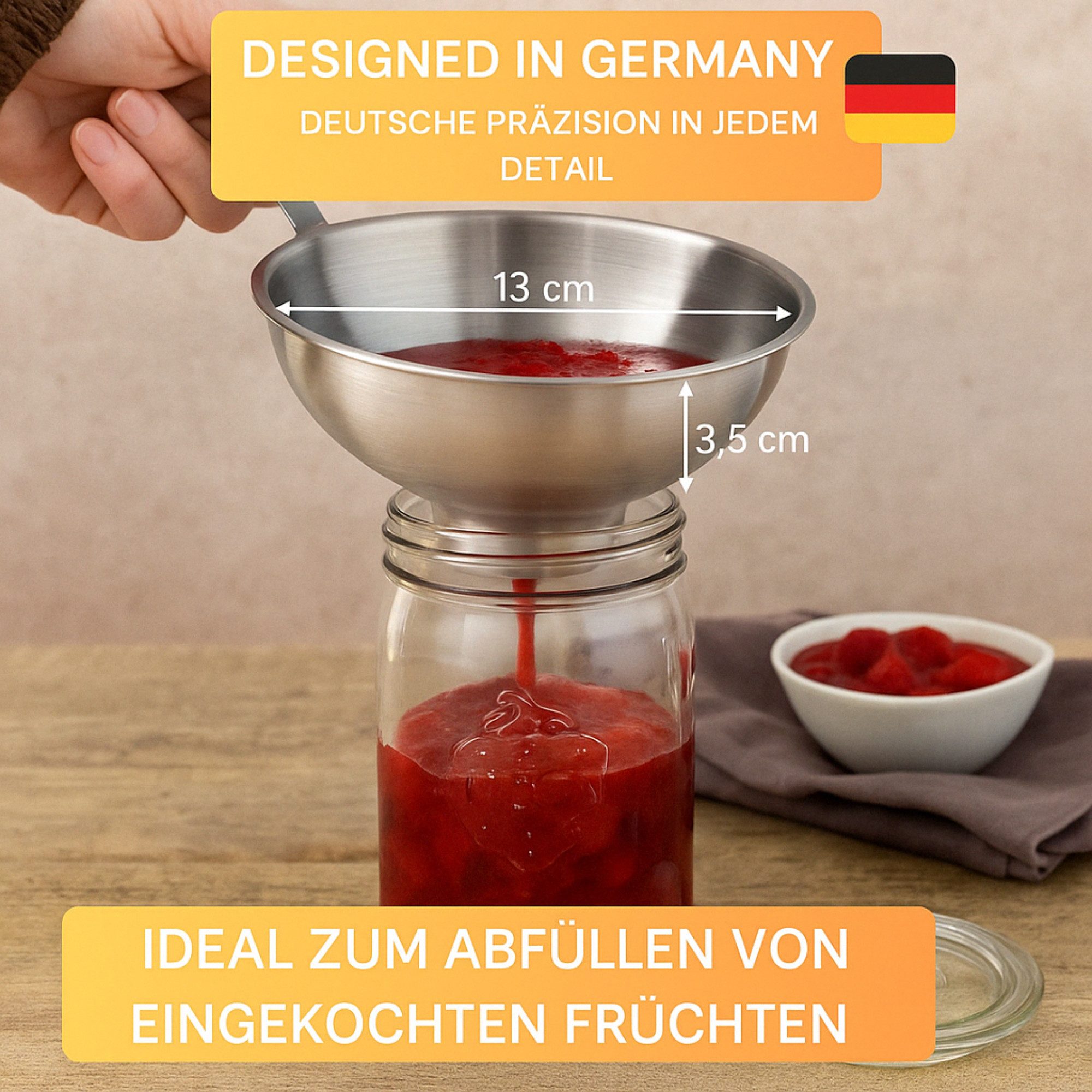 Thiru Trichter - Einmachtrichter Edelstahl - Ø 13 cm - Perfekt zum Abfüllen, (1-tlg)