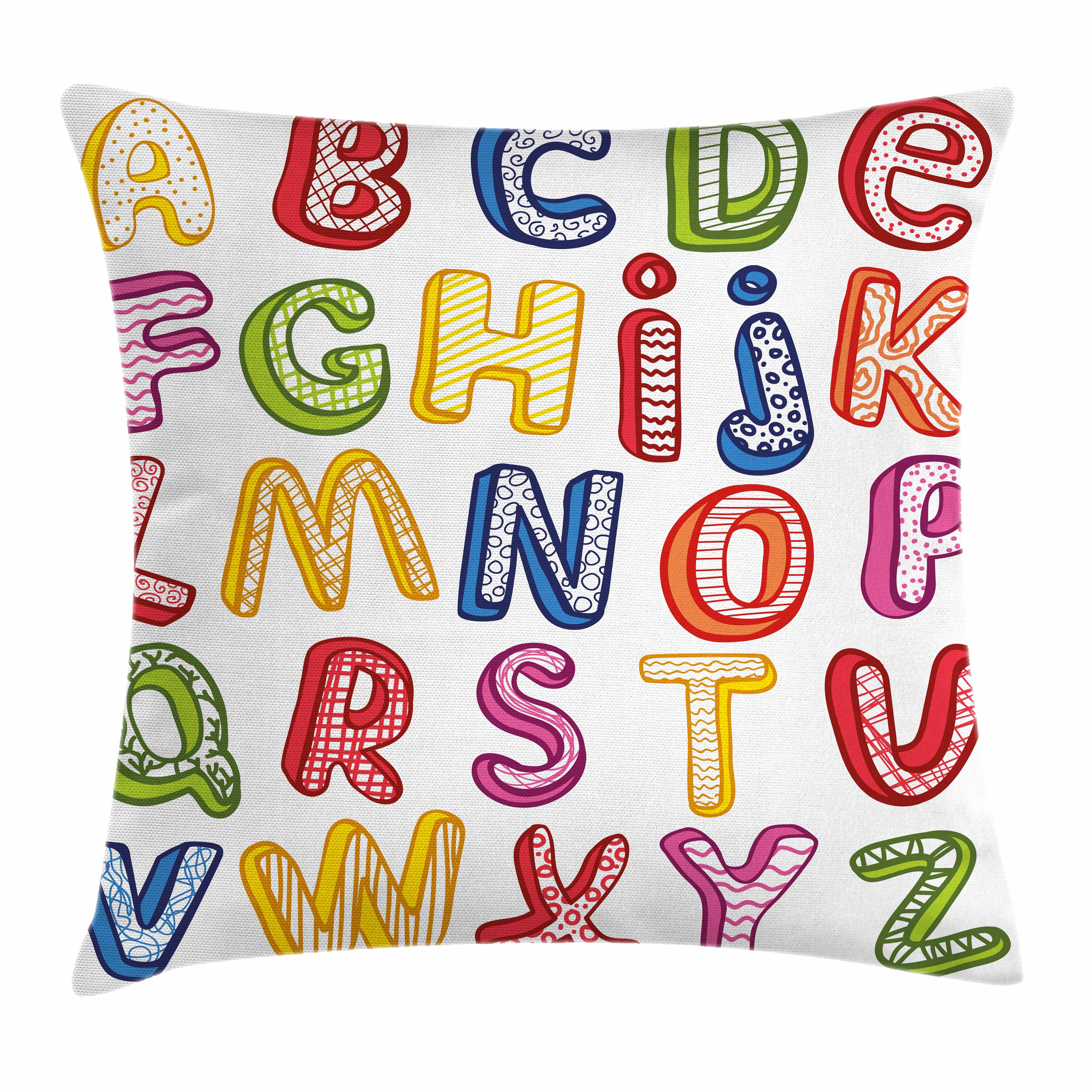 Kissenbezüge Waschbar mit Reißverschluss Kissenhülle mit Farbfesten Klaren Farben Beidseitiger Druck, Abakuhaus (1 Stück), Englisches Alphabet 3D-Buchstaben ABC