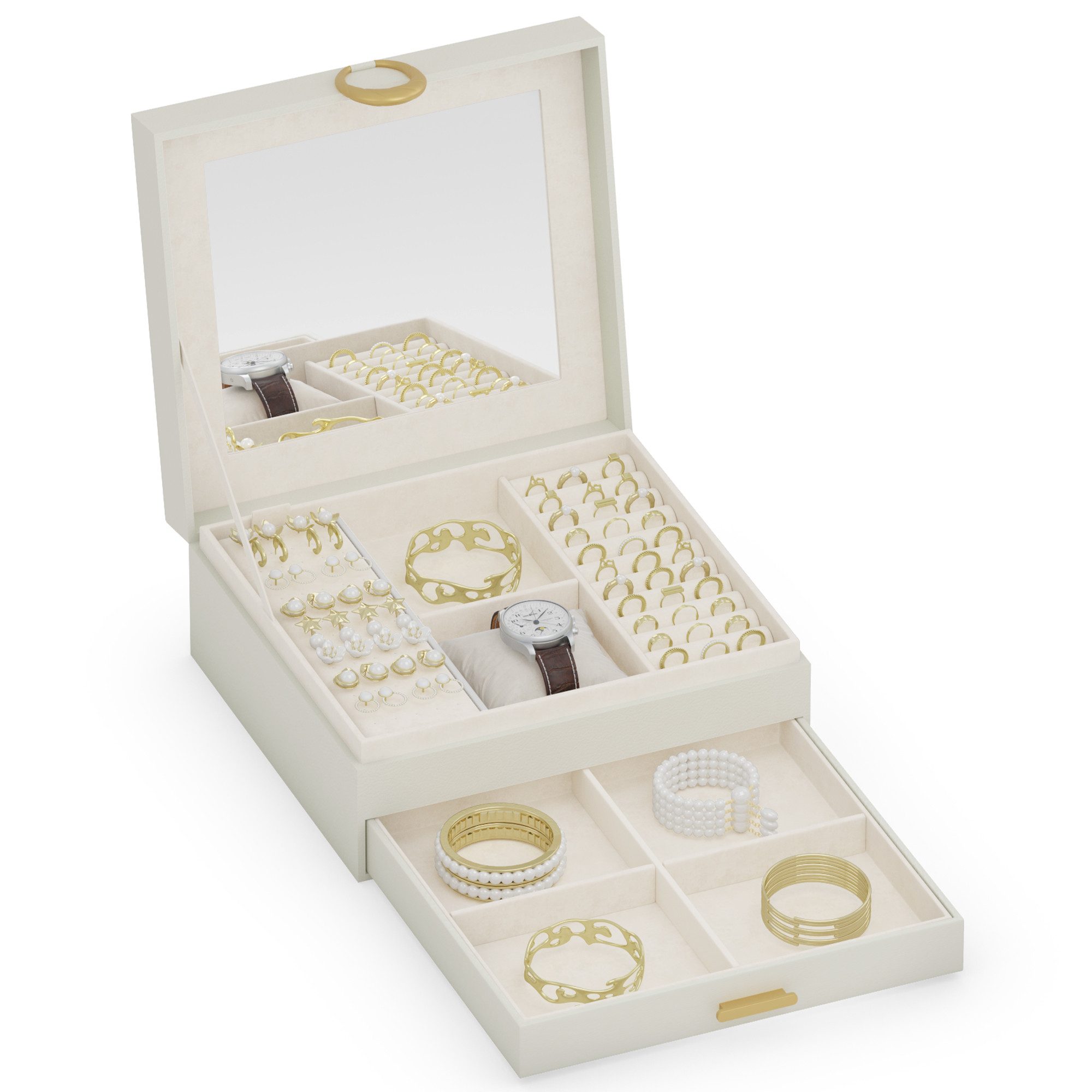 AdelDream(BTWX8GZZ) Schmuckkasten ADEL DREAM 2-stöckig Schmuckkästchen Schmuckaufbewahrung