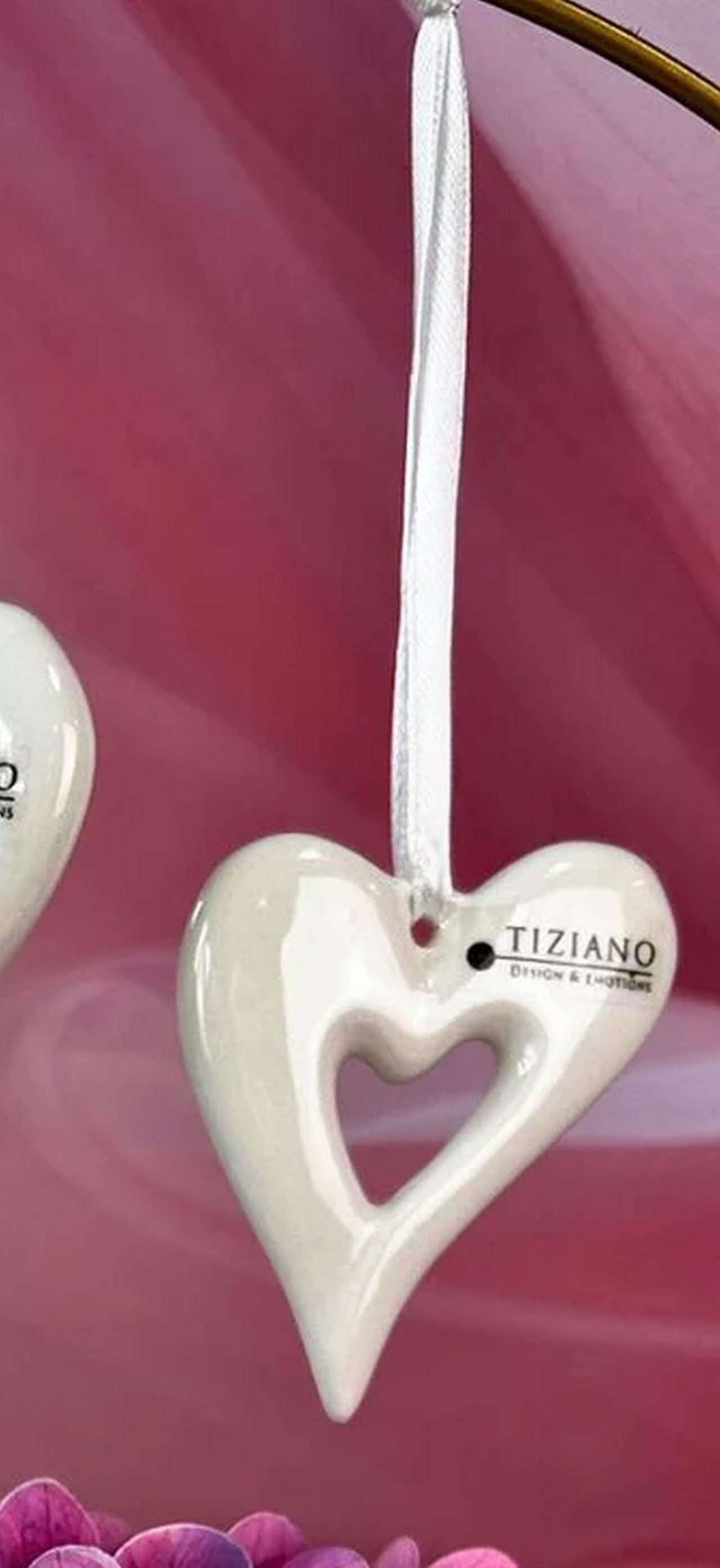 TIZIANO - DESIGN & EMOTIONS Dekohänger Herz Belvina creme – Hängedeko Herz offen – Keramik
