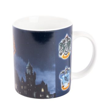 United Labels® Tasse Harry Potter Tasse - Hogwarts & Wappen aus Porzellan Blau 320 ml, Porzellan