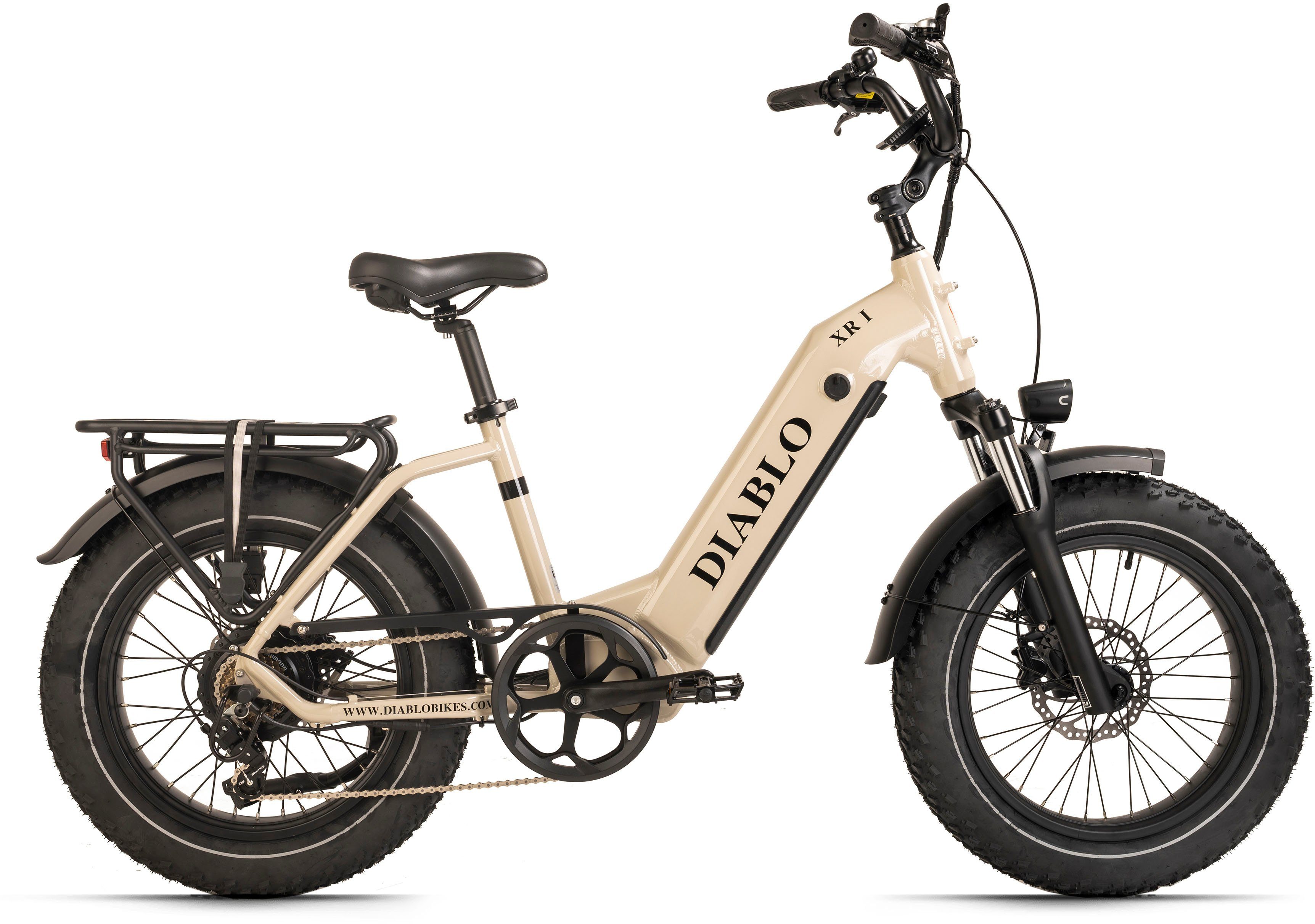 DIABLO BIKES E-Bike XR1, 7 Gang Shimano Tourney Schaltwerk, Kettenschaltung, Heckmotor, 360 Wh Akku | E-Citybikes
