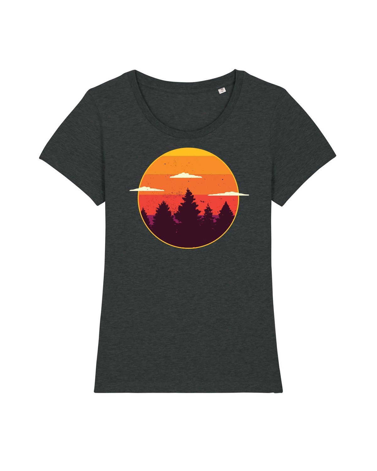 wat? Apparel Print-Shirt Sunset forest meliert (1-tlg) dunkelgrau