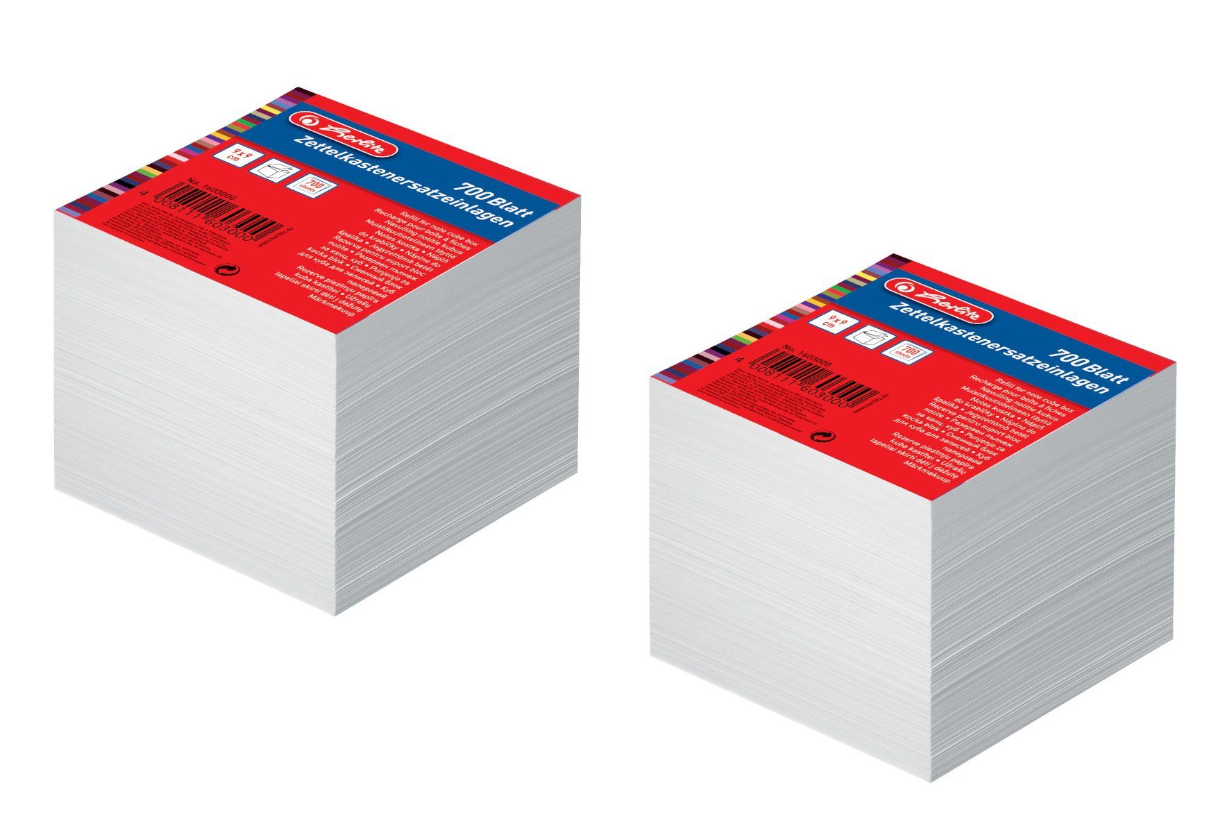 Füllhalter 2x Herlitz Zettelbox Nachfüller / mit je 700 Blatt Notizblätter / Größ