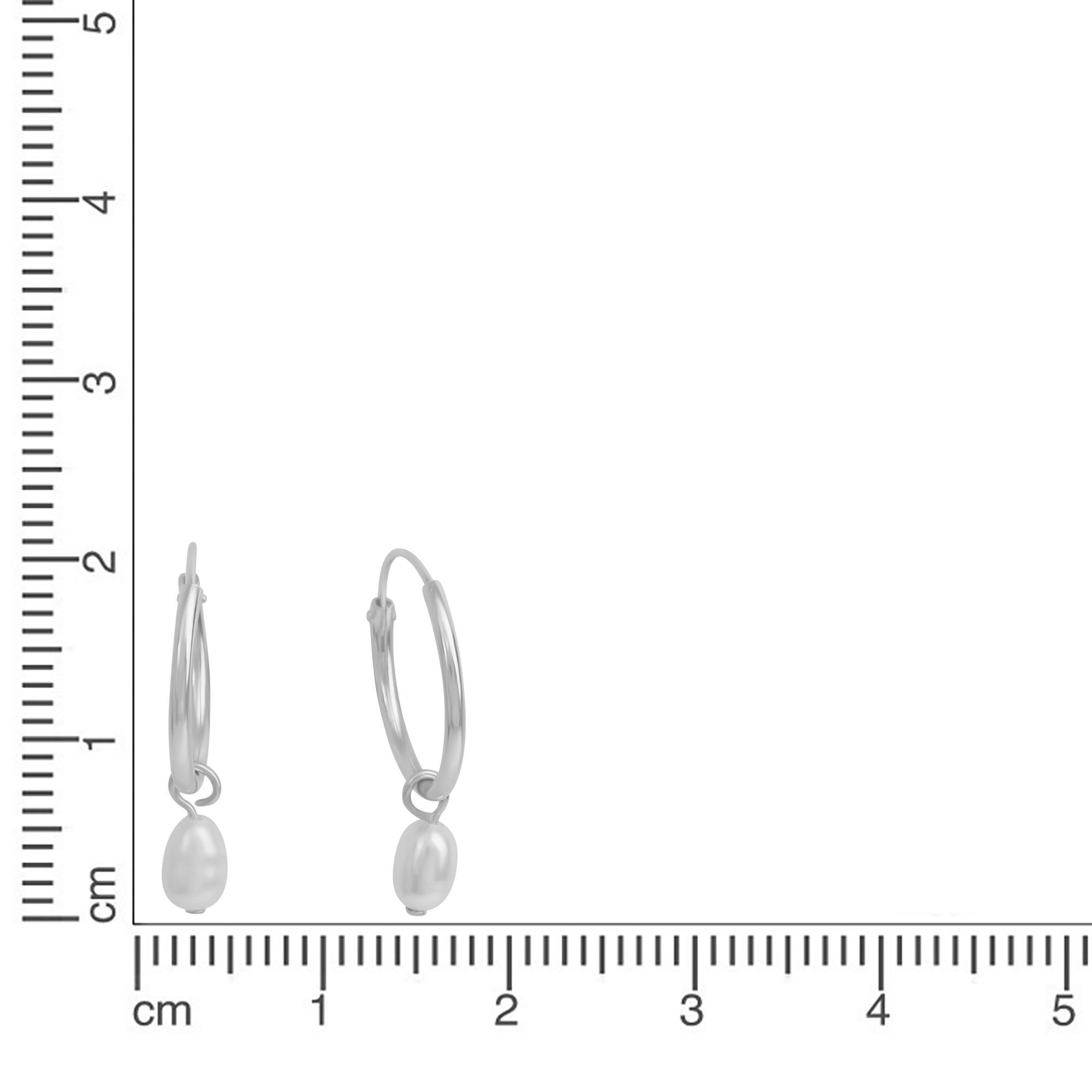 Zeeme Paar Creolen 925 Silber rhodiniert Perle weiß günstig online kaufen