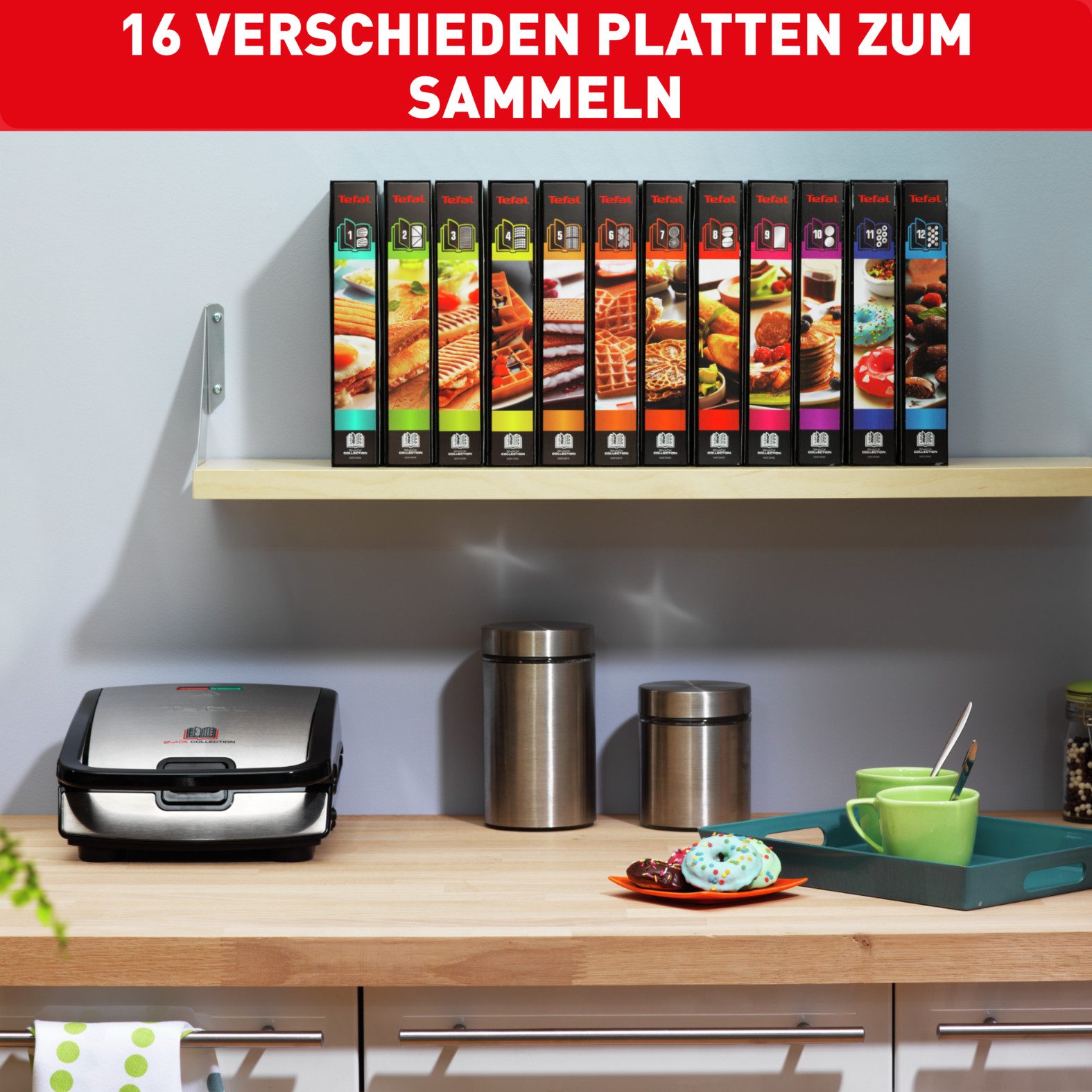Tefal Waffeleisen SW854D Snack Collection, 700 W, inkl. 4 antihaft Plattensets, vielfältige Funktionen, erweiterbar