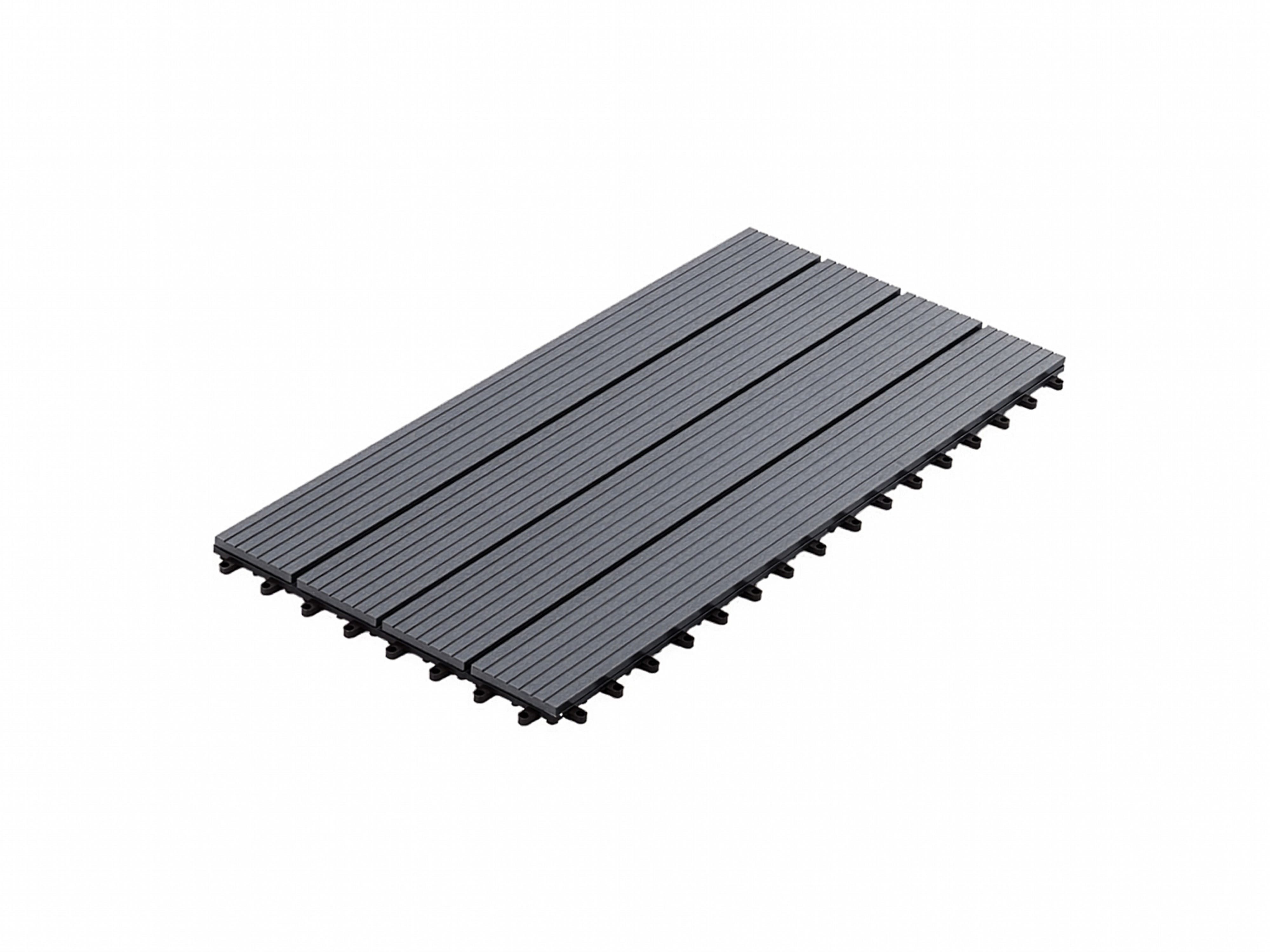 Outgarden Terrassenplatte WPC-Terrassenfliese hellgrau geriffelt, WPC 60x30, Hellgrau, fein geriffelt