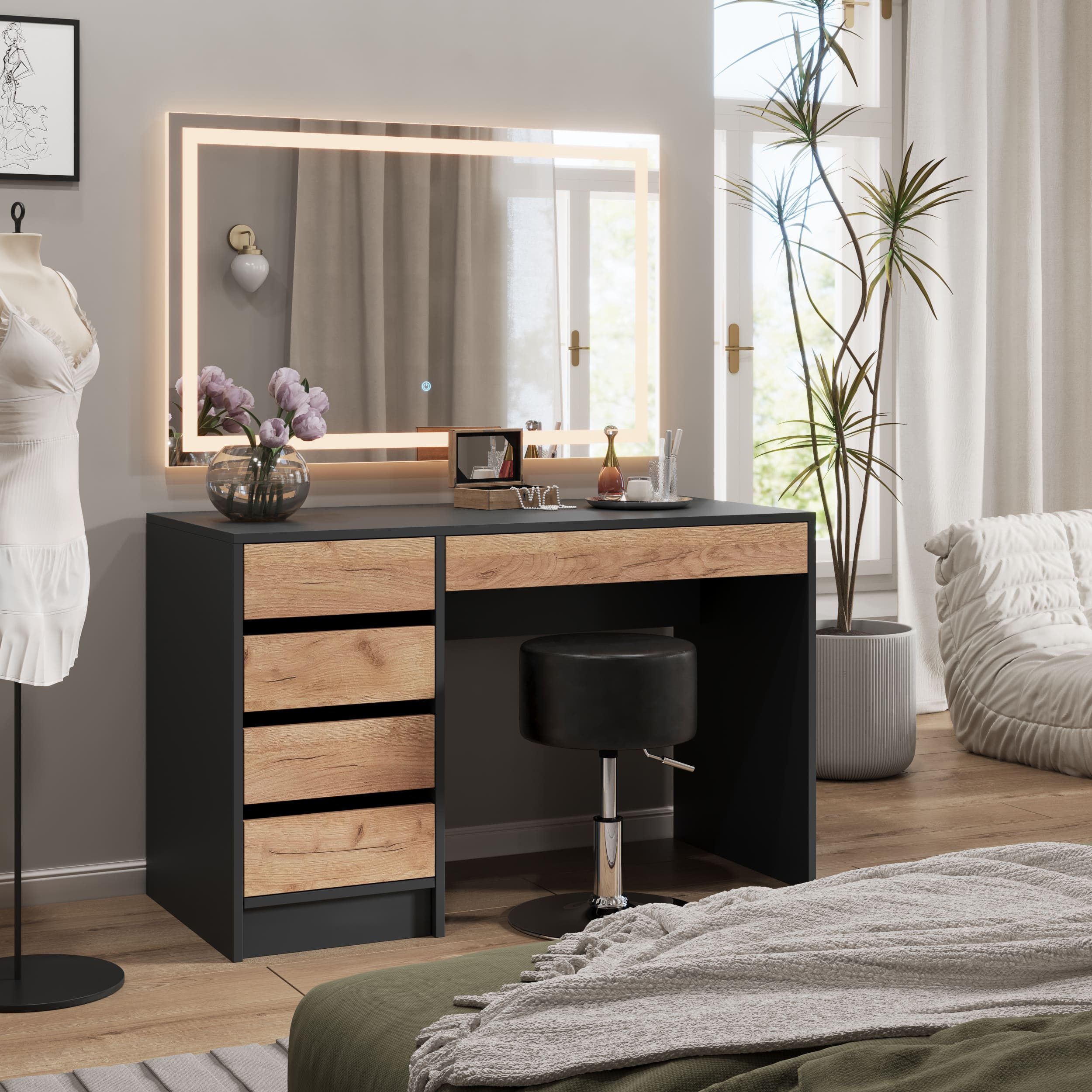 Vicco Sitzhocker Design, Schwarz, 33 x 67 cm für Schminktisch (Einzelartike günstig online kaufen