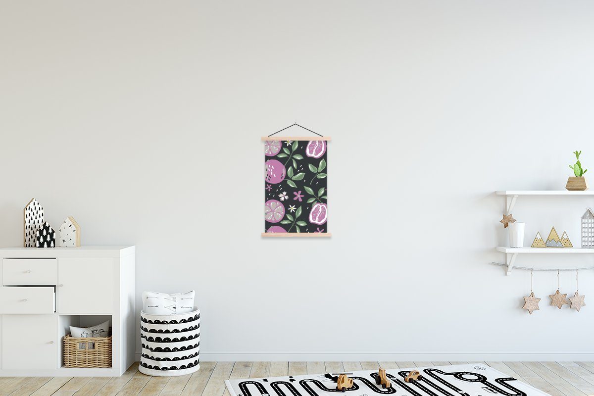 MuchoWow Poster Sommer - Obst - Blumen, (1 St), Posterleiste, Textilposter für Wohnzimmer, Bilderleiste, Magnetisch