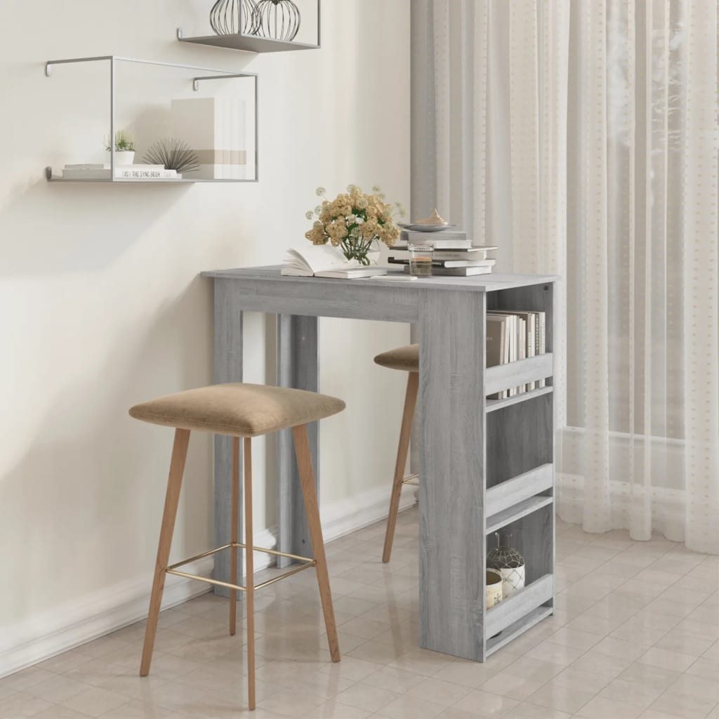 furnicato Stehtisch Moderner 102x50x103,5 cm in Grau Sonoma aus Holzwerkstoff (1-St), Stabiler Bistrotisch mit drei Ablagen für Küche oder Essbereich