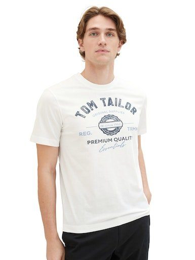 white TOM mit großem TAILOR T-Shirt Logofrontprint