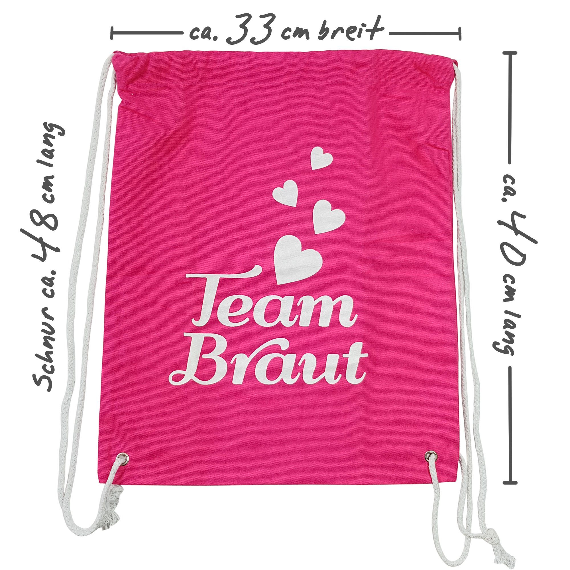 Turnbeutel pink JGA Papierdekoration Team WUNDERVoll Frau Braut