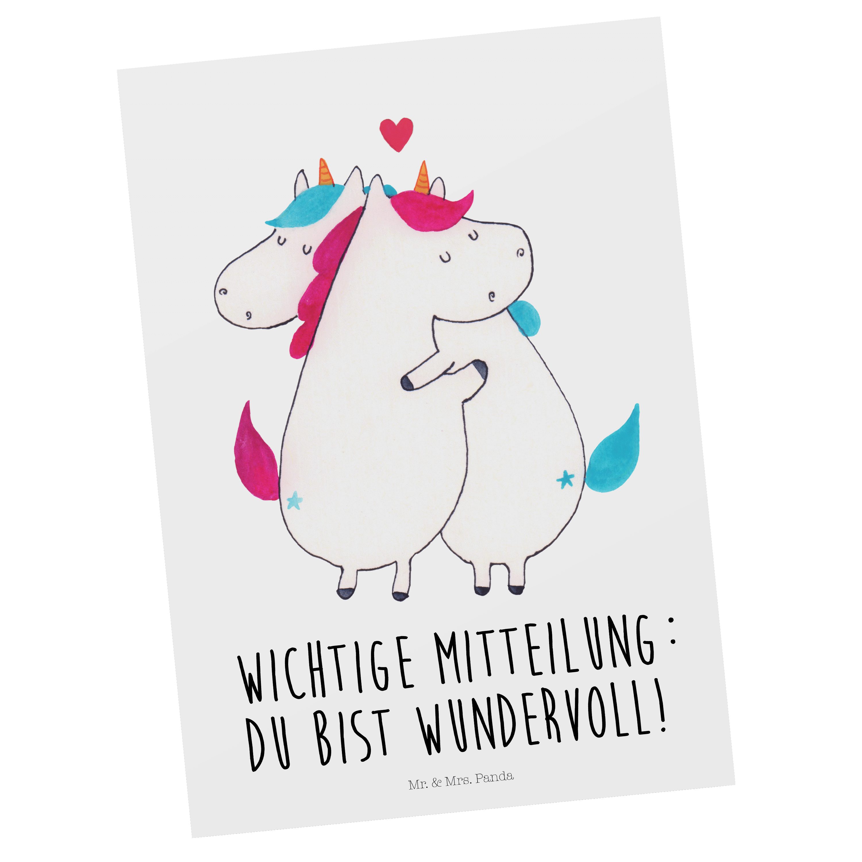 Mr. & Mrs. Panda Postkarte Einhorn Mitteilung - Weiß - Geschenk, Einhorn Deko, Geburtstagskarte
