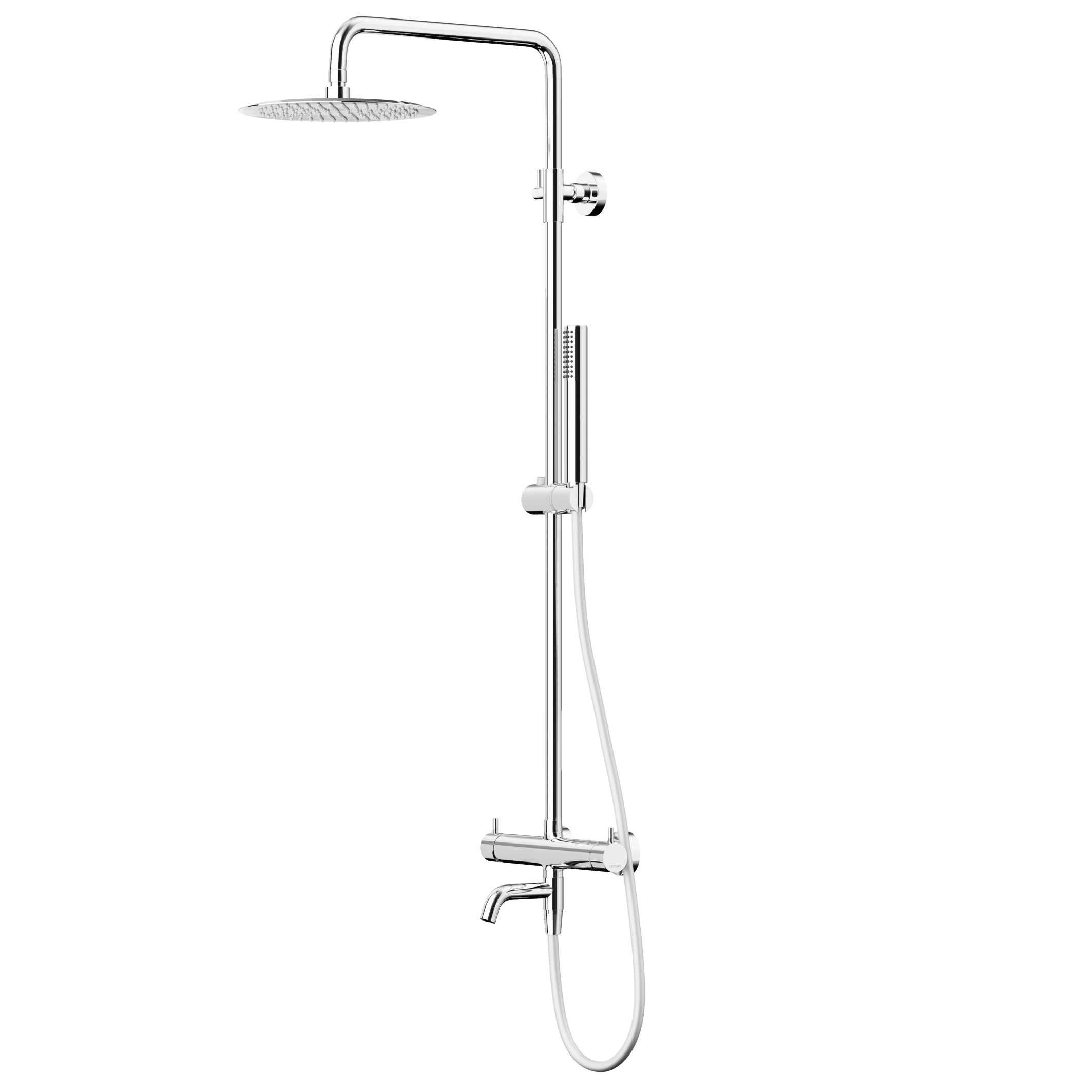 KOLMAN Duschsystem LUGO Brausegarnitur Regendusche mit Aushlauf in Chrom, Höhe 180 cm