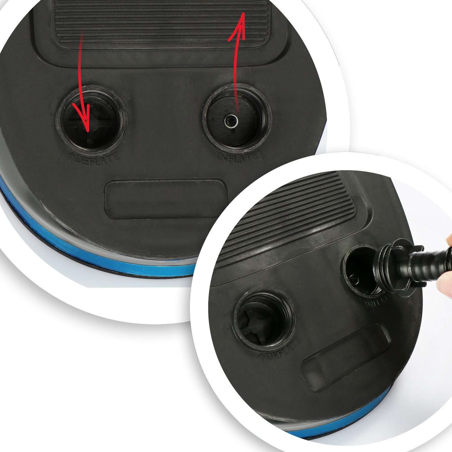 com-four Luftpumpe Fußluftpumpe mit 2 Luft-Düsen, Luftpumpe mit 5 Liter Volumen (1-tlg), zum Aufblasen und Absaugen von Matratzen und Aufblasobjekten – Bild 2 von 5