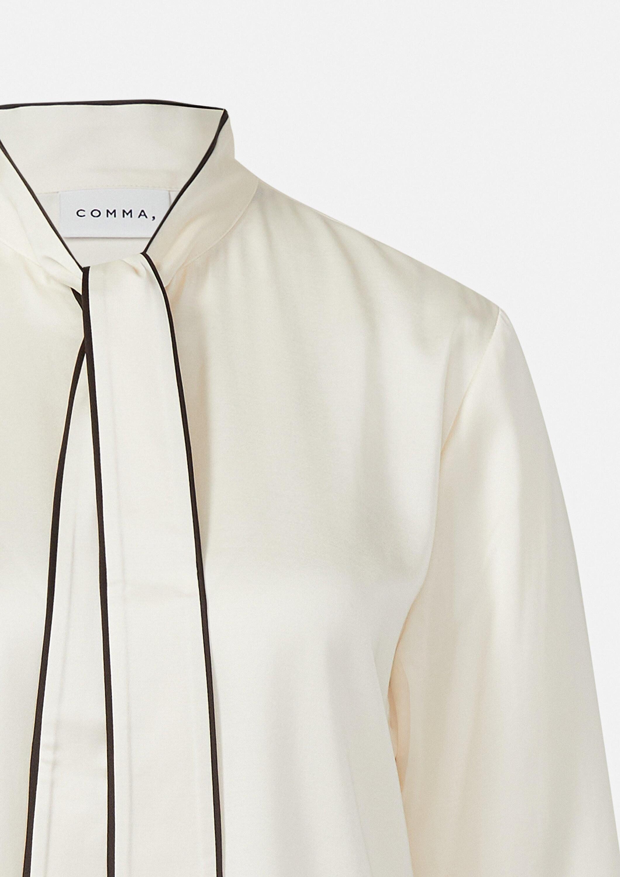 comma Langarmbluse Bluse Satinbluse mit Schluppenkragen