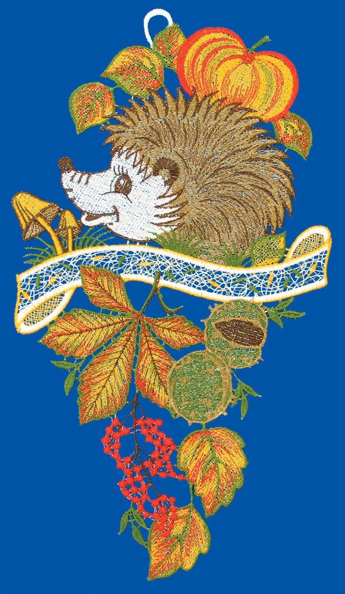 W. Reuter & Sohn - Plauener Spitze Fensterbild "Fensterbild "Herbstigel" fa günstig online kaufen